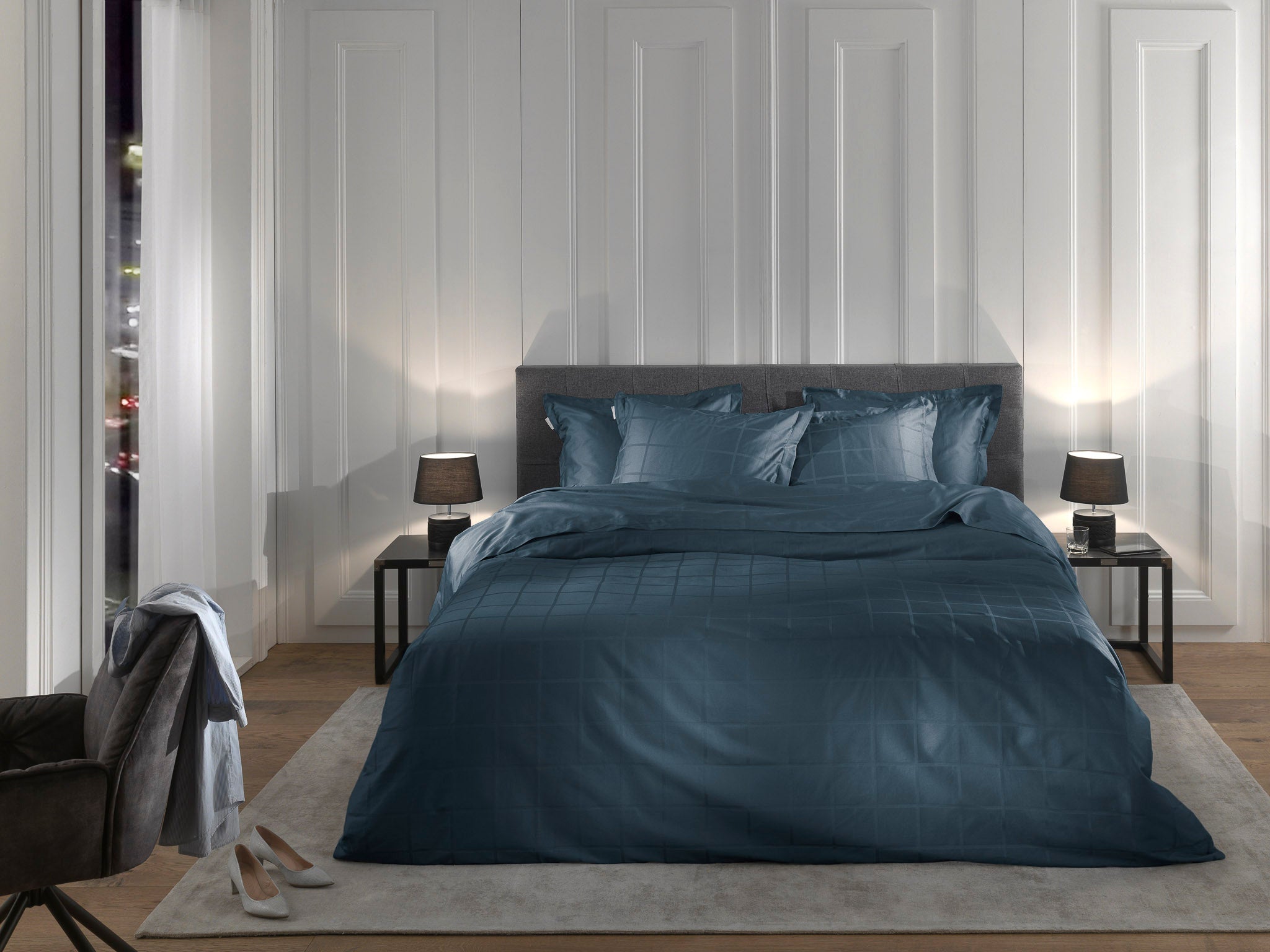 Heckettlane dekbedovertrek Diamante Maritime Blue katoen-satijn