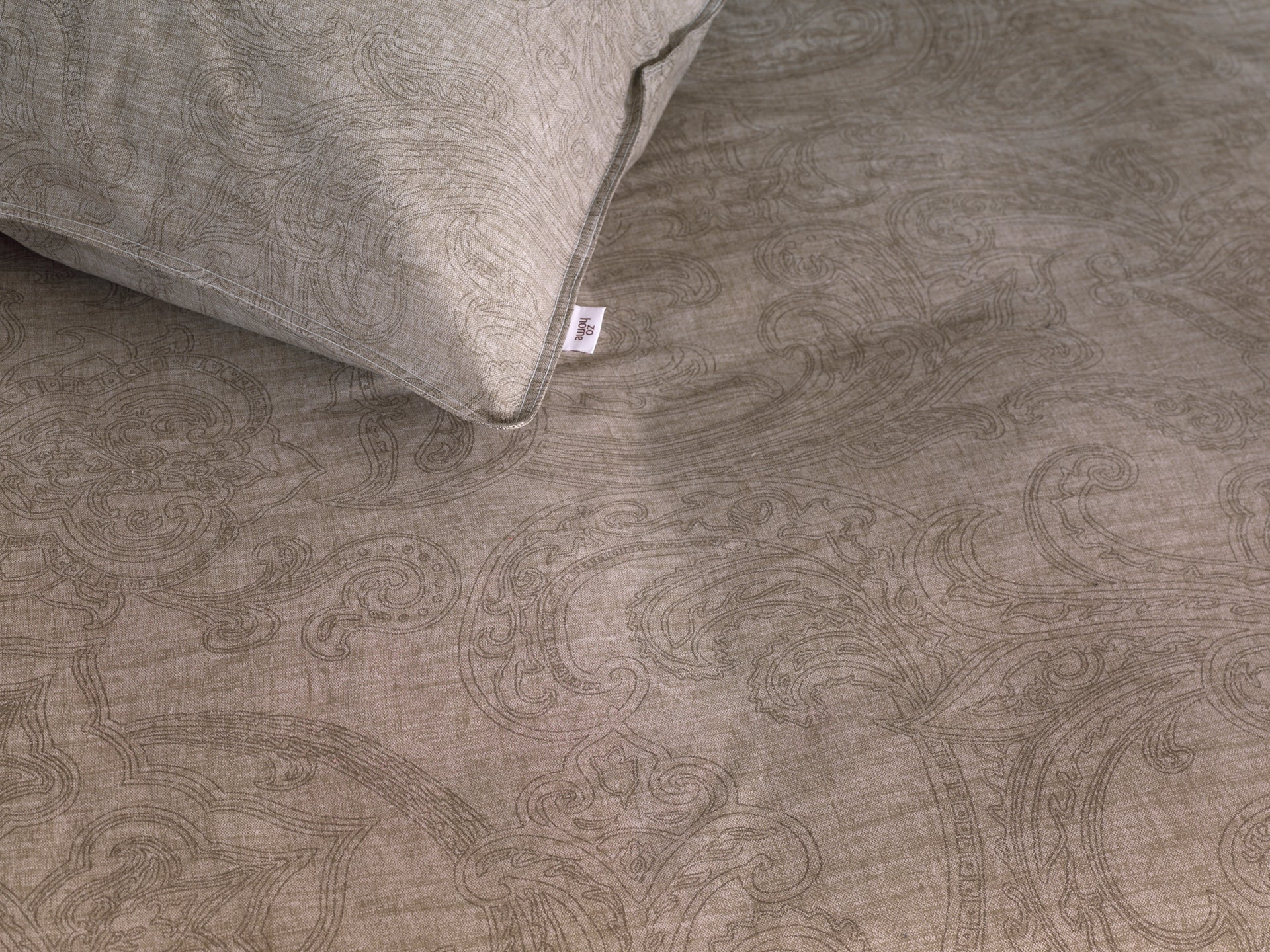 Zo Home dekbedovertrek Paisley Di Lino Palm Taupe katoen