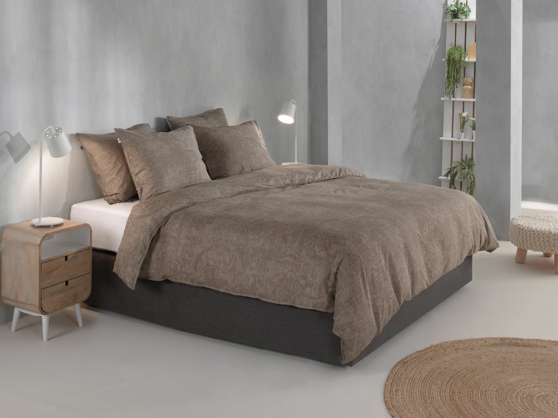 Zo Home dekbedovertrek Paisley Di Lino Palm Taupe katoen