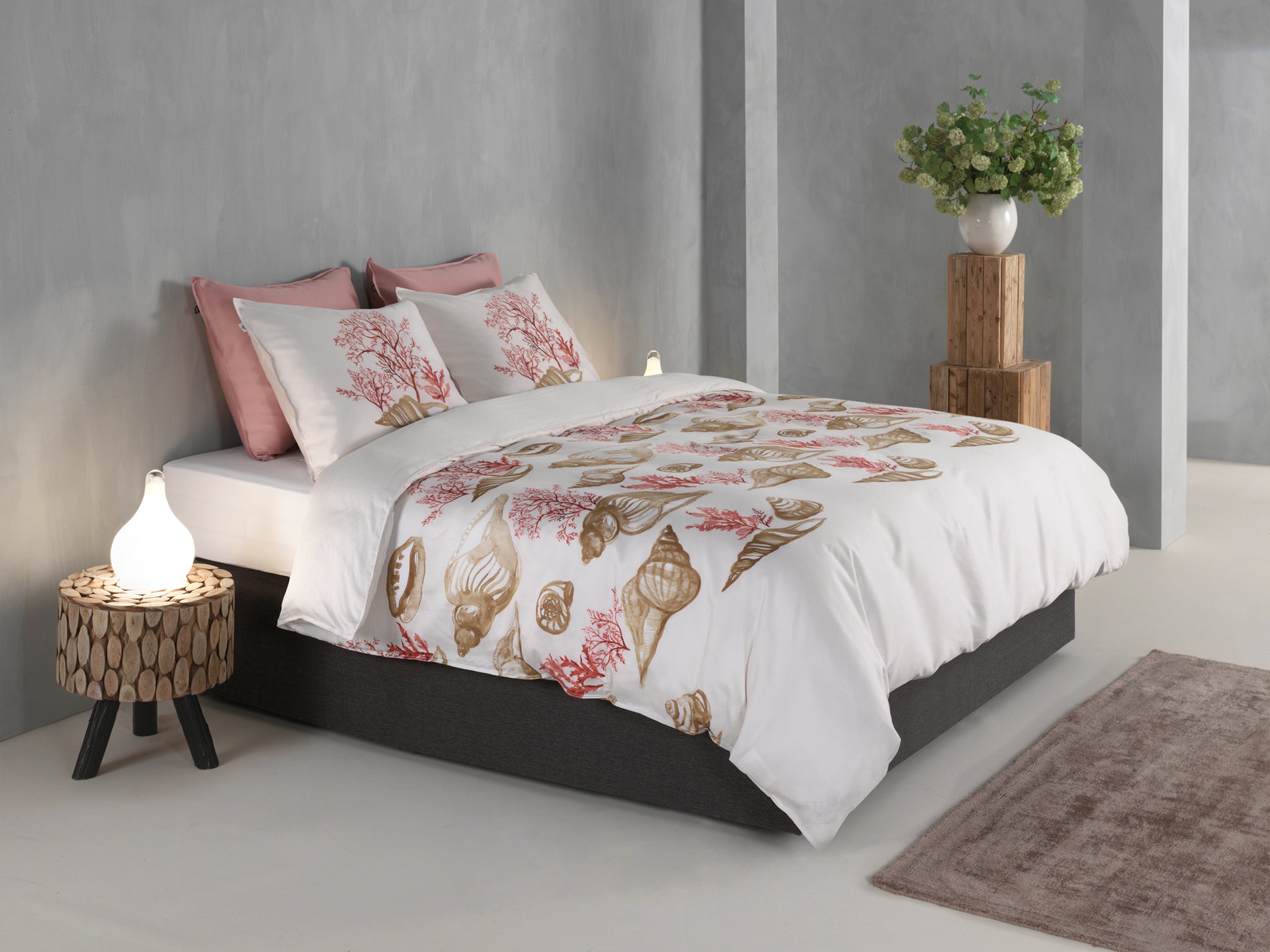 Zo Home dekbedovertrek Guscio Beige katoen-satijn