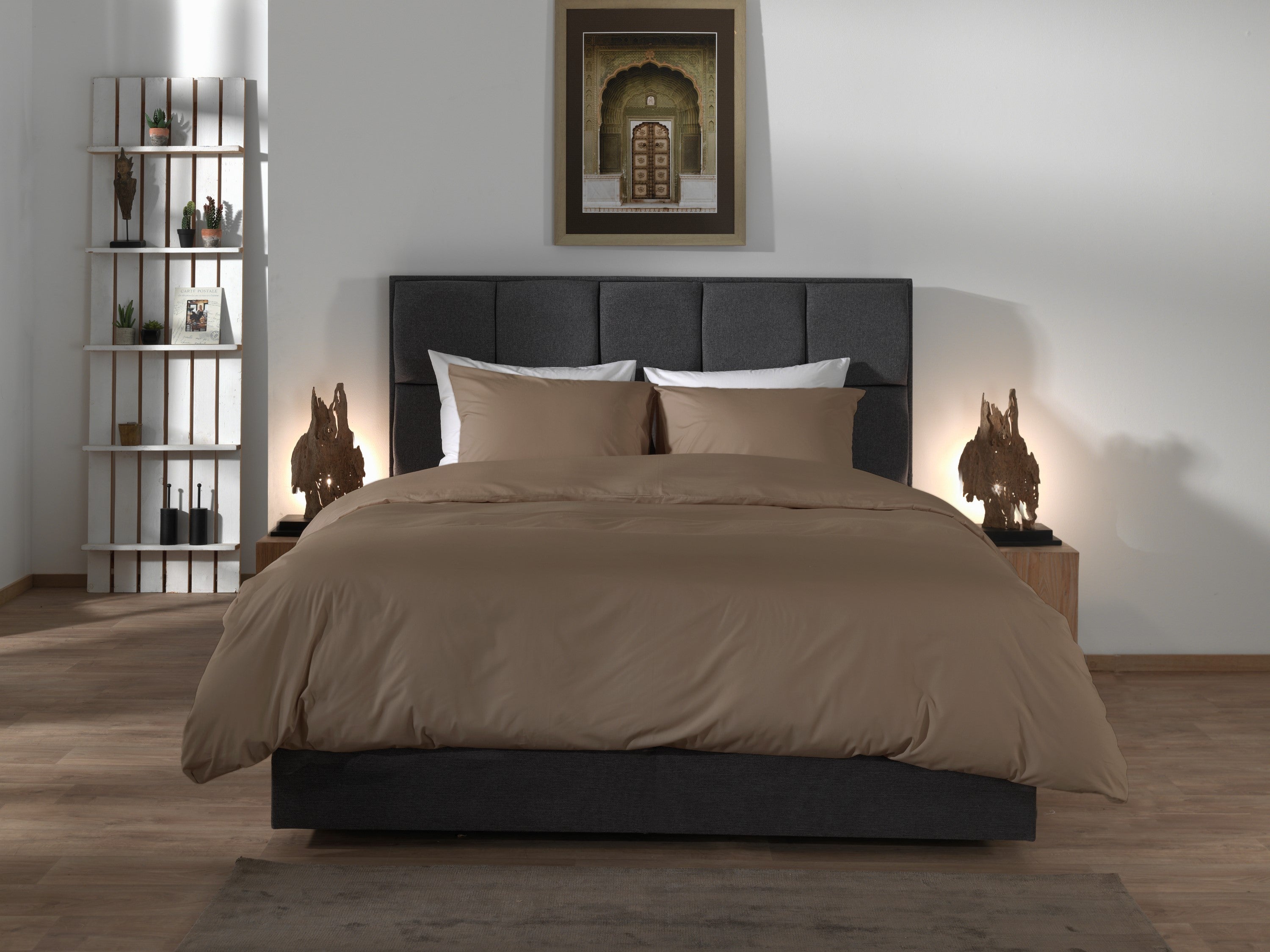 Yellow dekbedovertrek Suite Mumbai Plaza taupe katoen percale