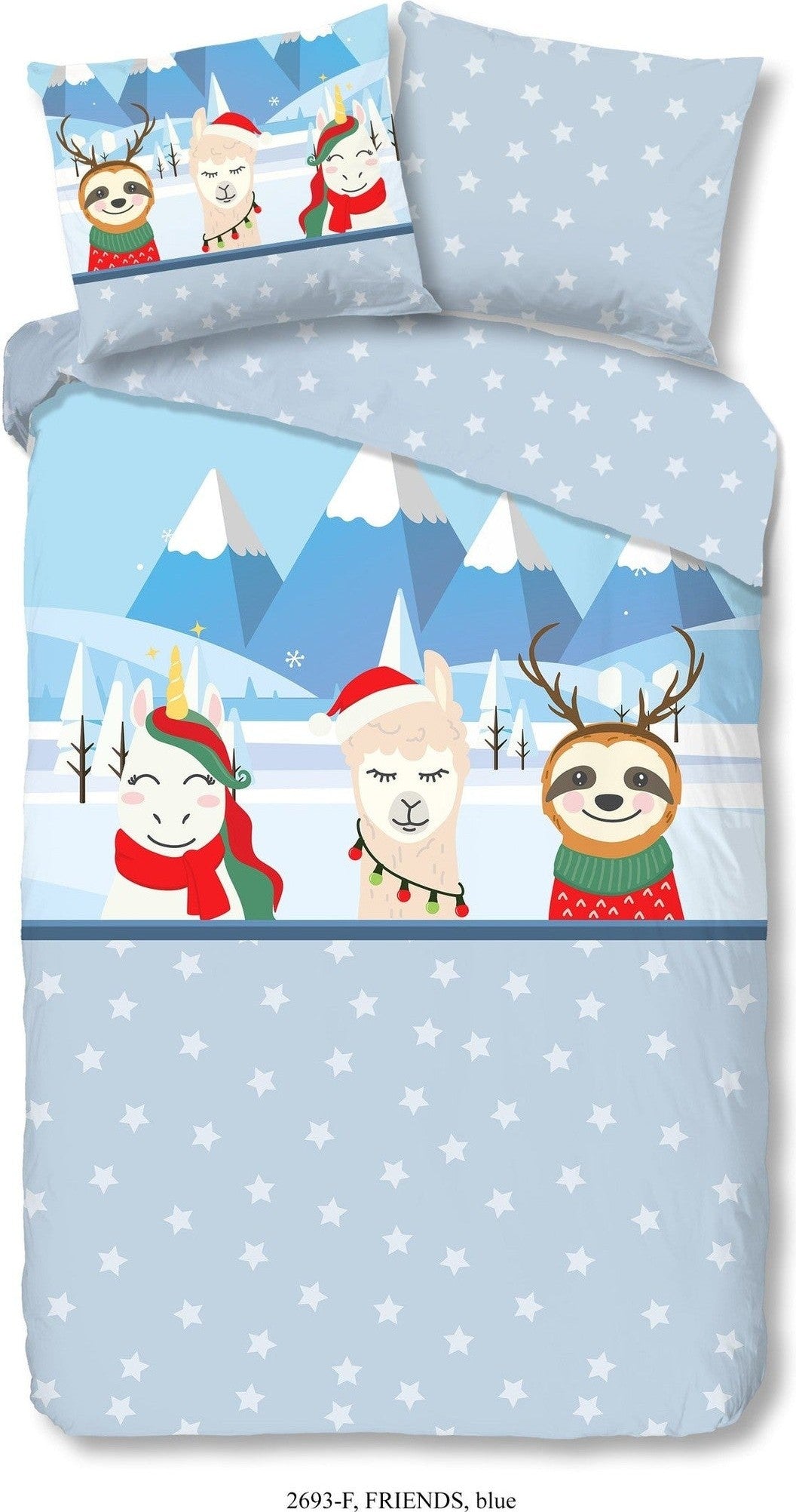 Good Morning Housse de Couette Flanelle Amis Bleu