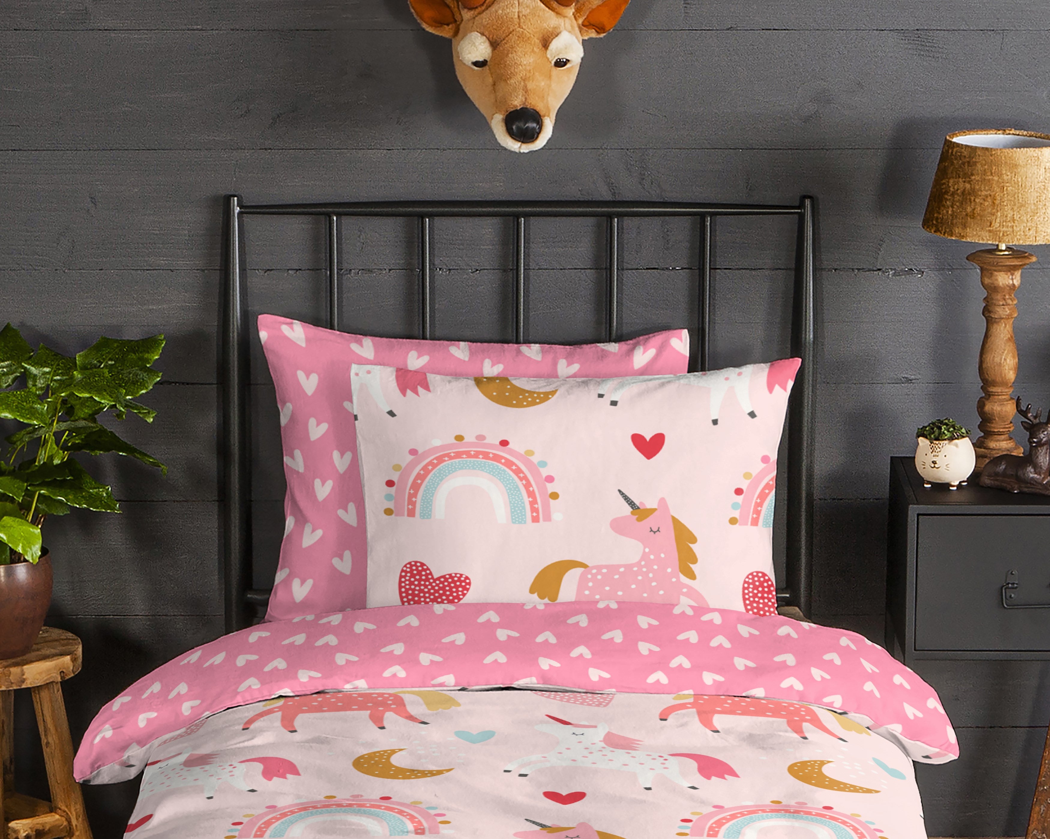 Good Morning Bettbezug, Flanell, Einhorn, Rosa