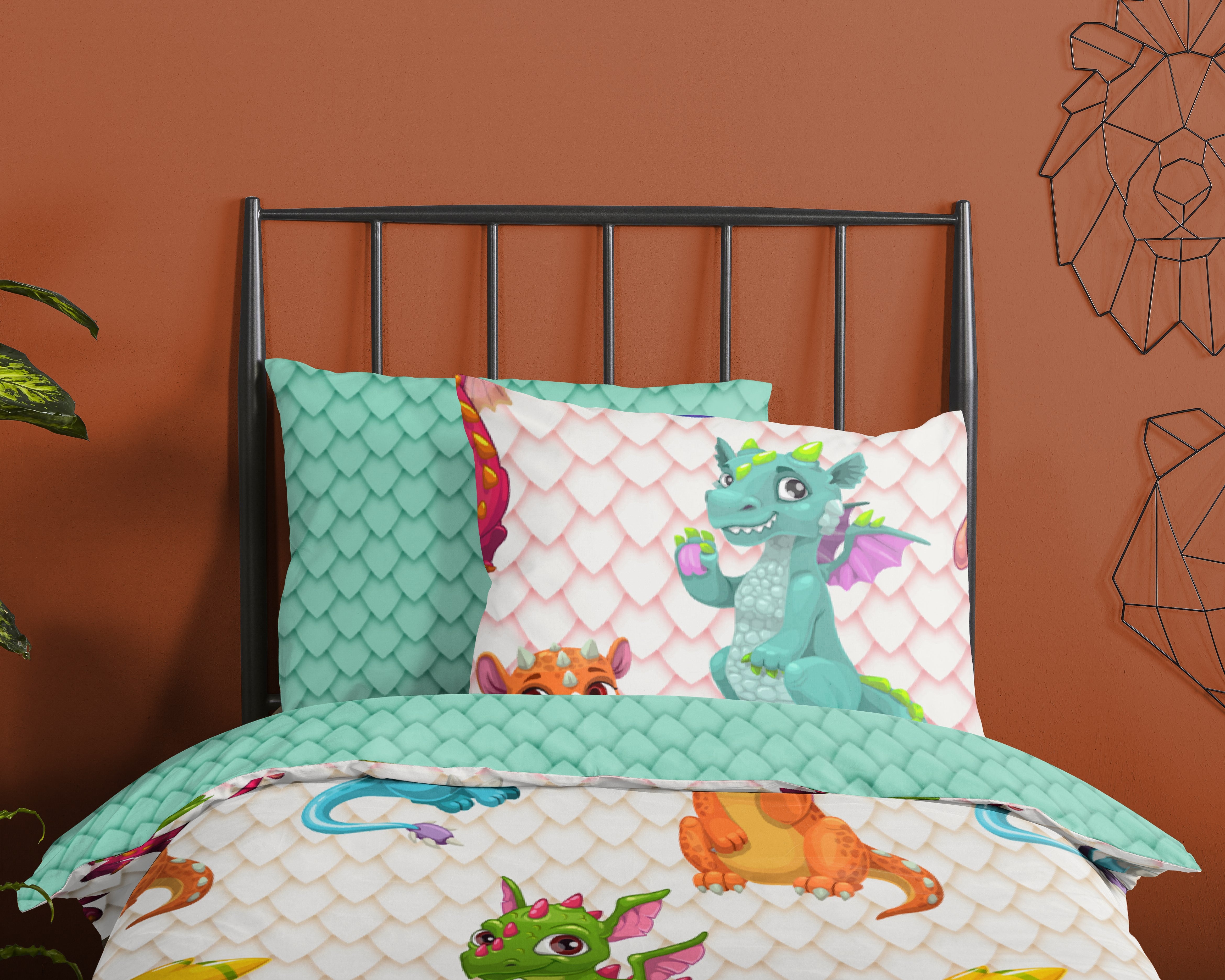 Good Morning Housse de Couette Coton Dragons Multi