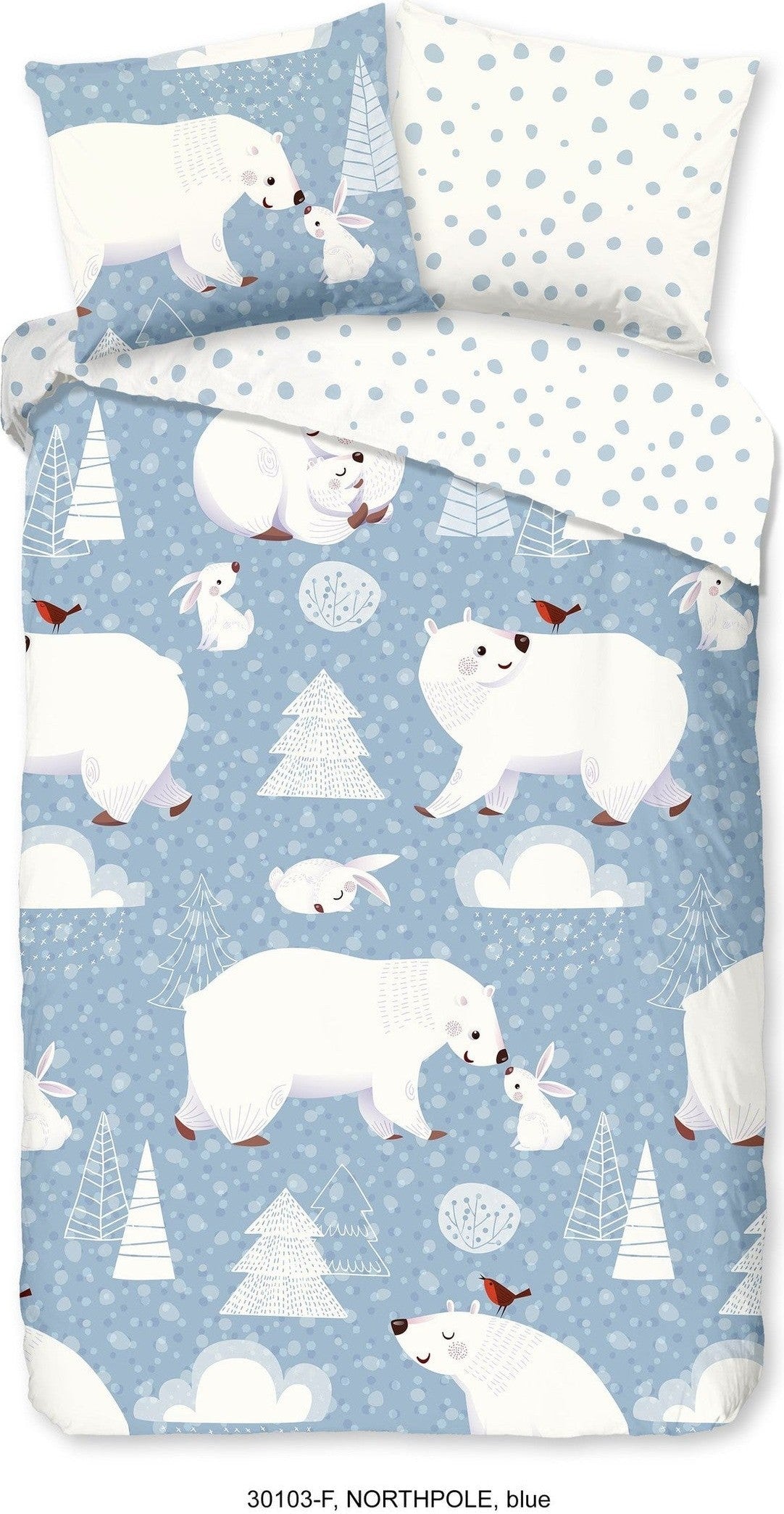 Good Morning Dekbedovertrek Flanel Northpole Blauw