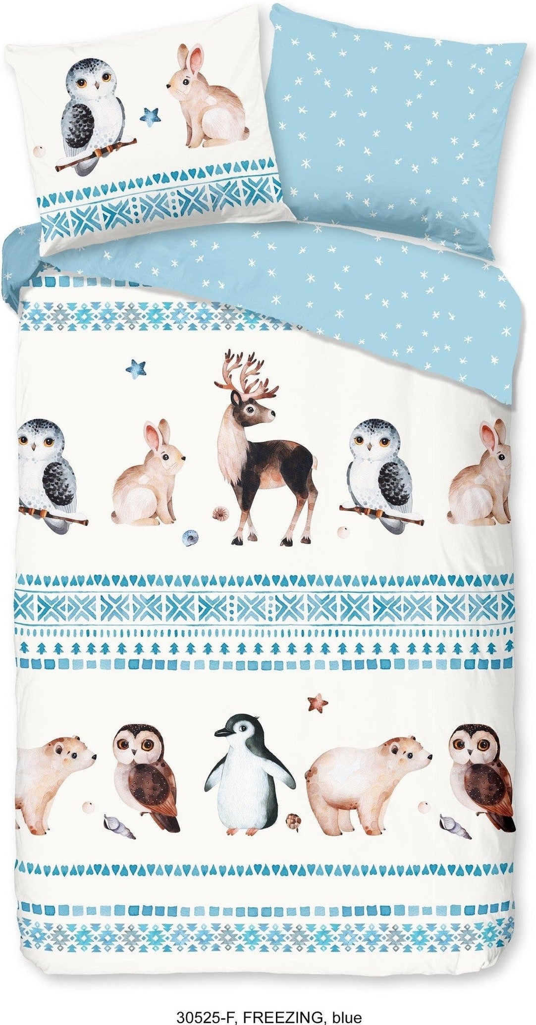 Good Morning Housse de Couette Flanelle Bleu Glacial