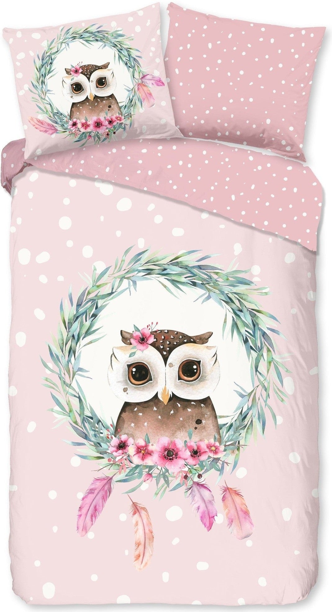 Good Morning Bettbezug Baumwolle Owli Pink