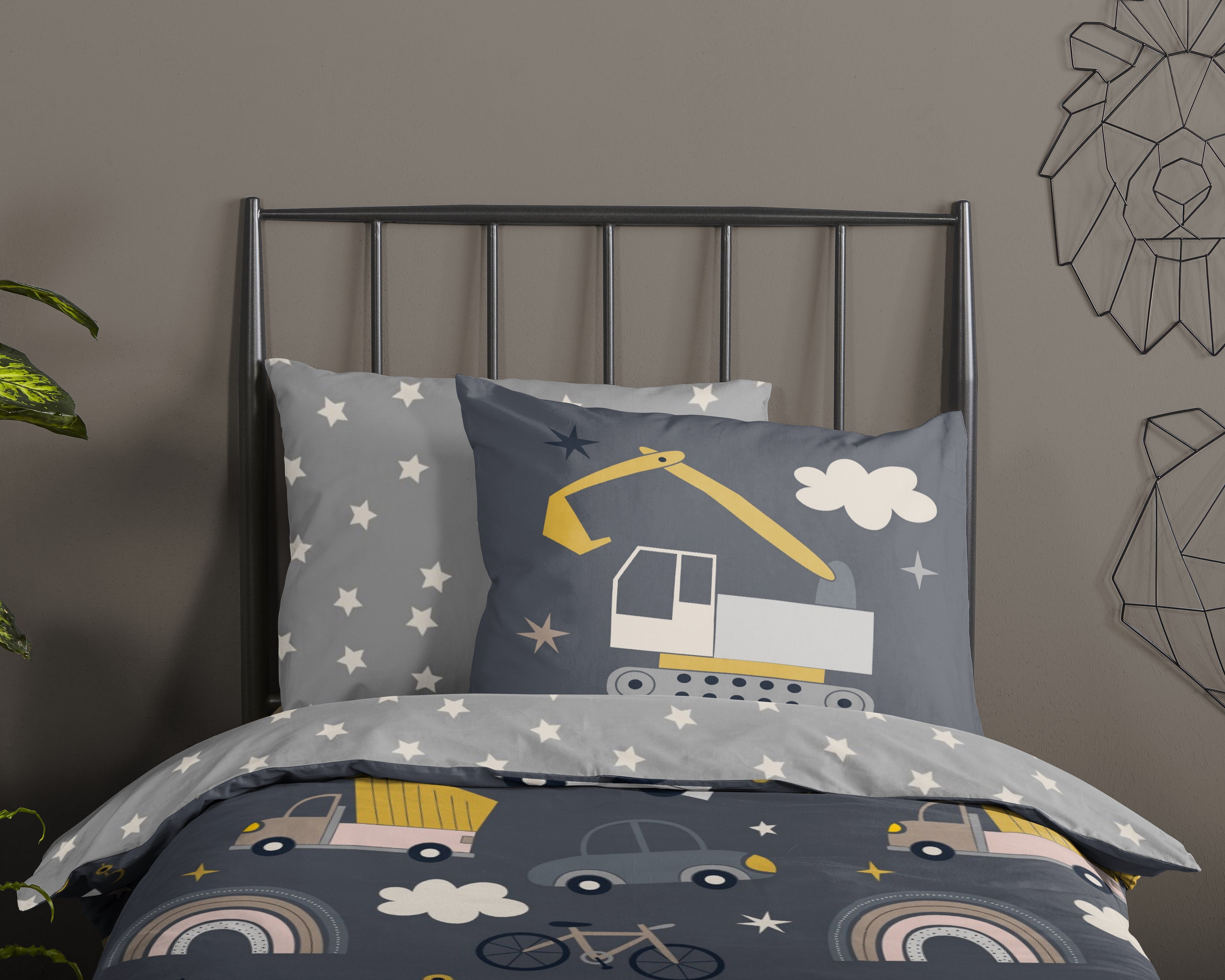 Good Morning Housse de Couette Coton Rush Gris