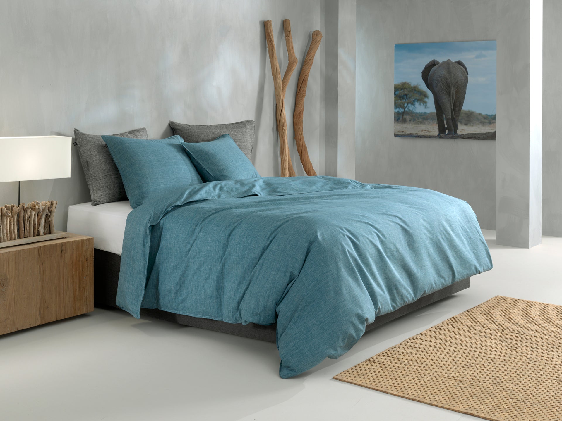 Zo Home dekbedovertrek Lino Stone Blue katoen