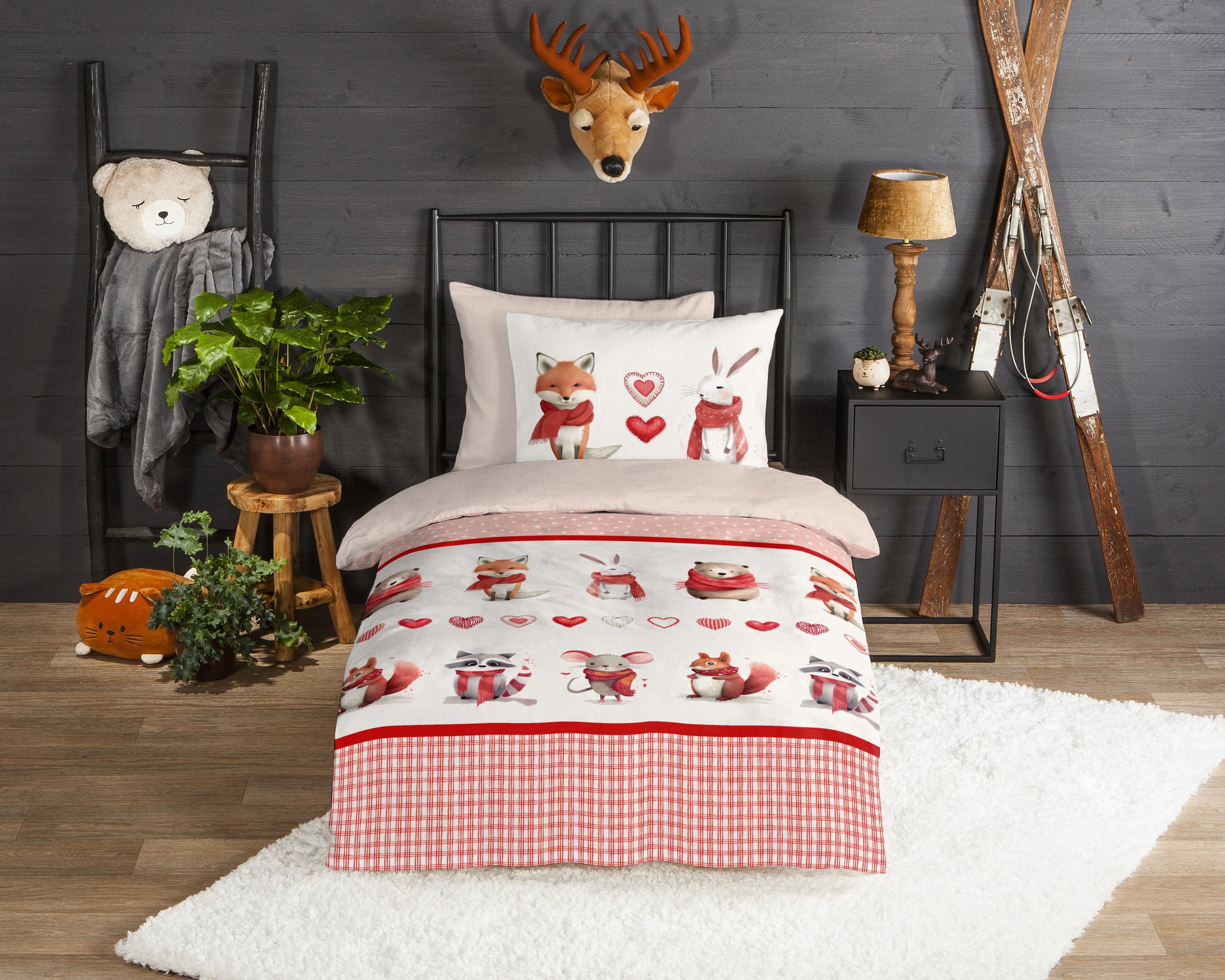 Good Morning Housse de Couette Flanelle Timmy Rouge