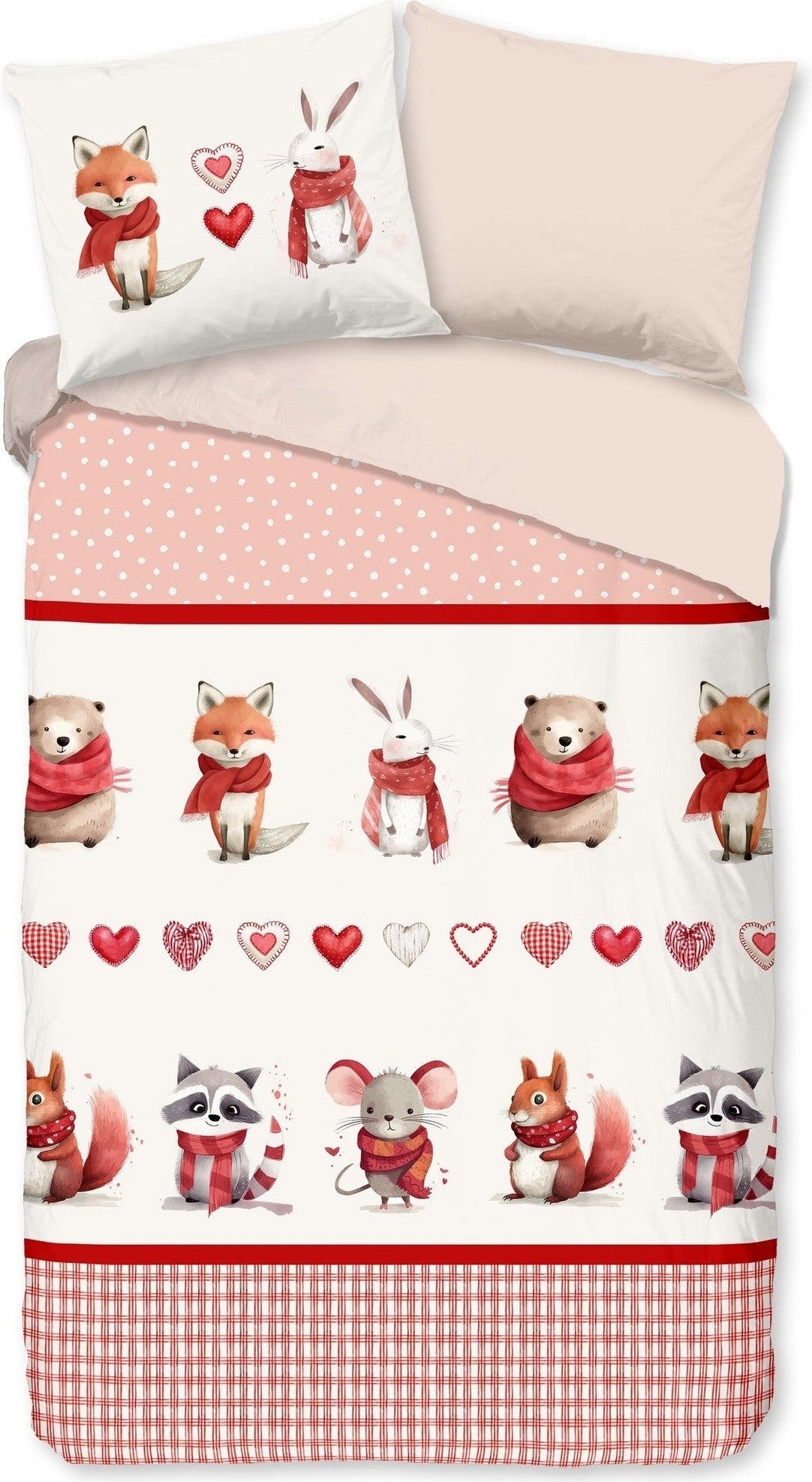 Good Morning Housse de Couette Flanelle Timmy Rouge