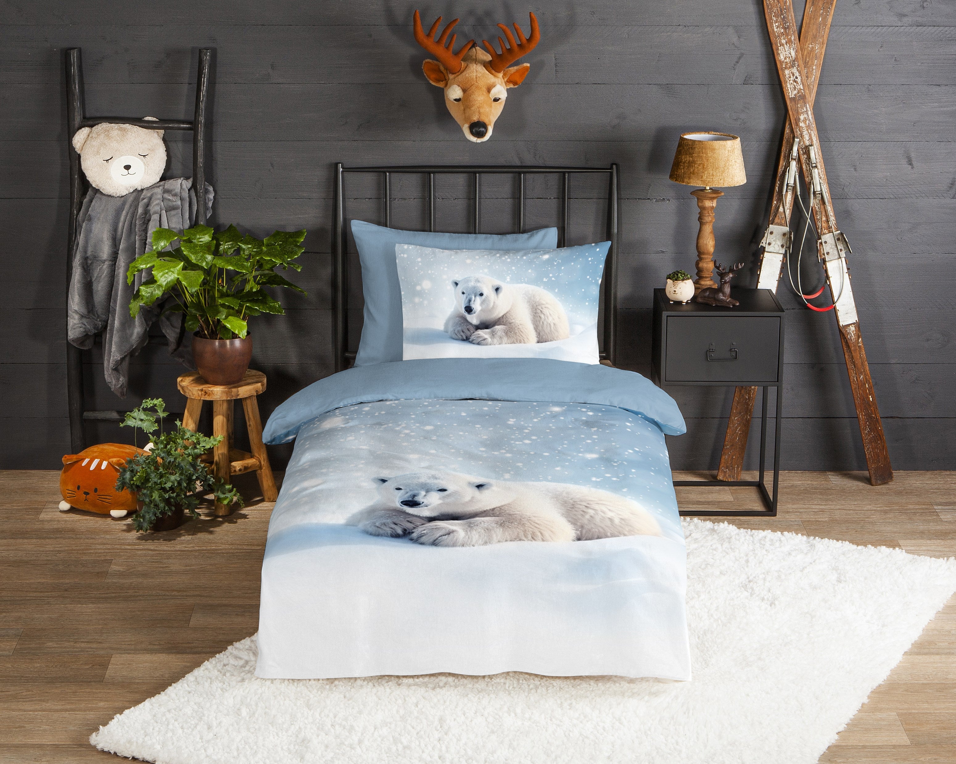 Good Morning Housse de Couette Flanelle Esben Bleu