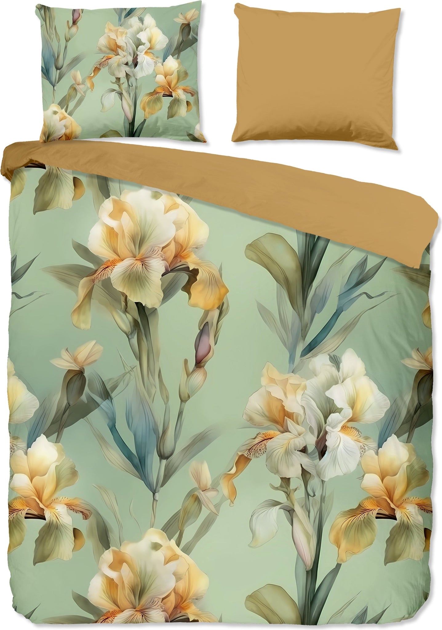 Good Morning Dekbedovertrek Katoen Iris - Green