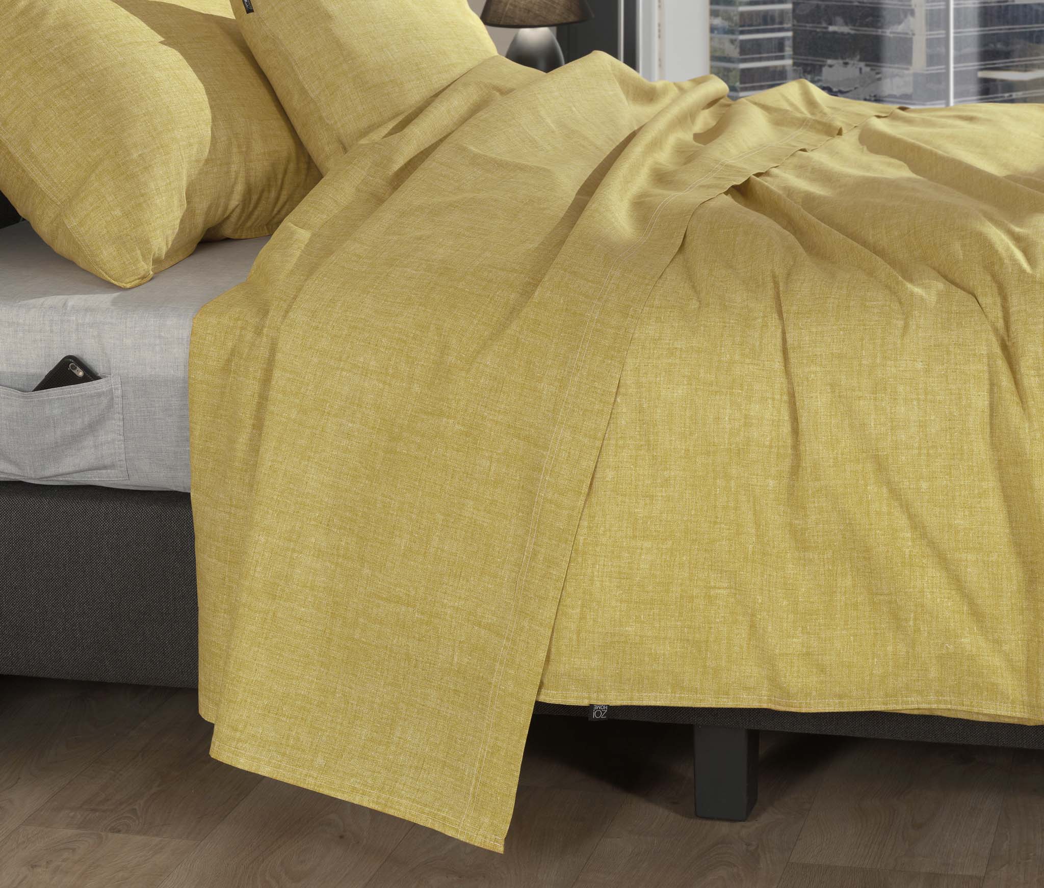 Zo Home laken Lino Aspen Yellow katoen