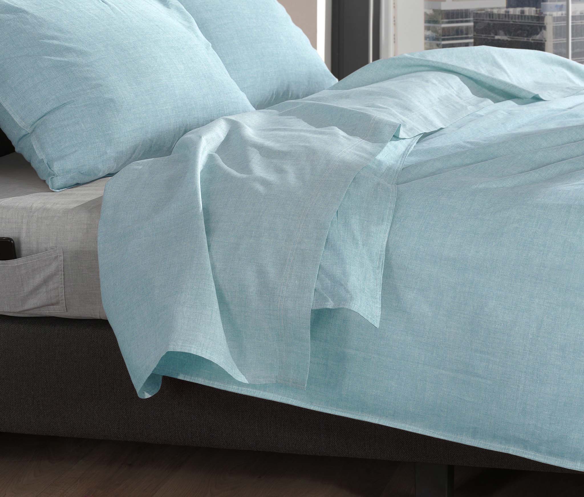 Zo Home laken Lino Topaz Blue katoen