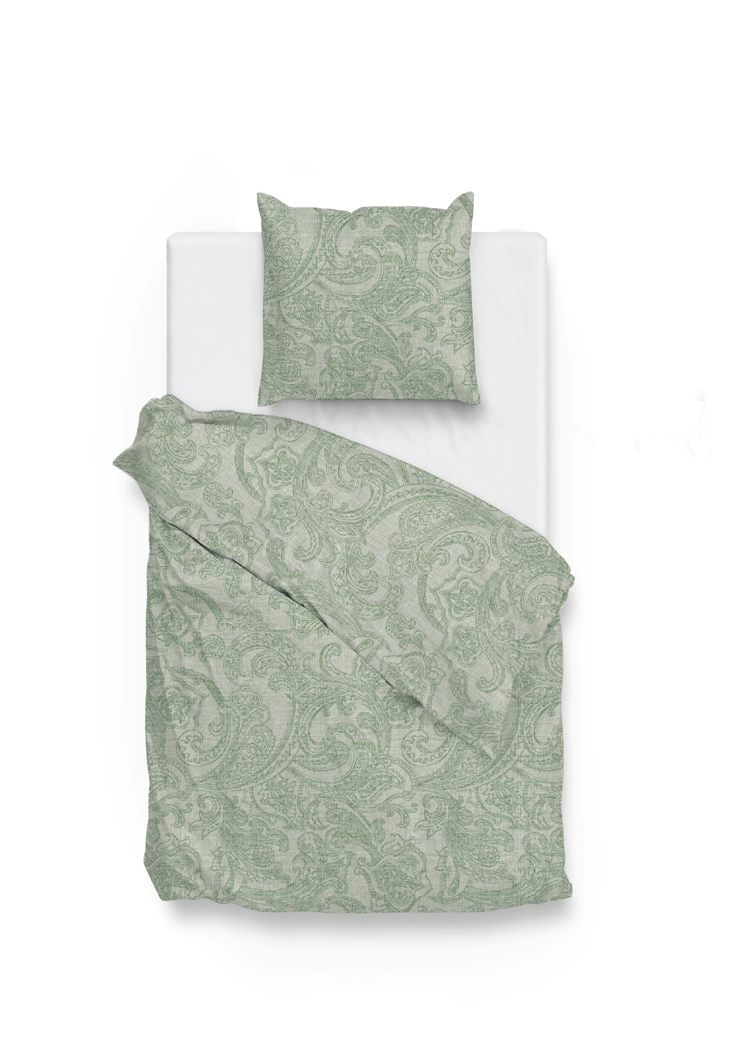 Zo Home dekbedovertrek Paisley Di Lino Moss Green katoen