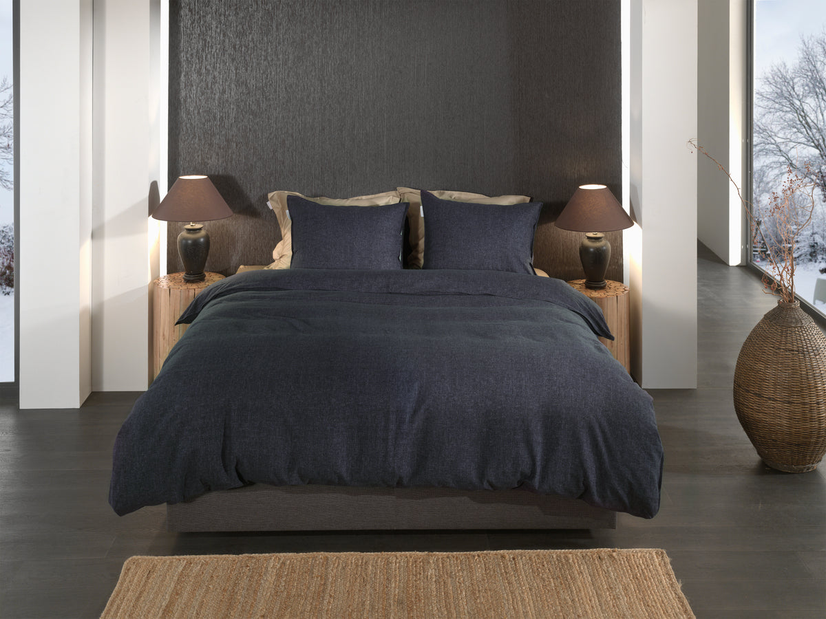 Heckettlane dekbedovertrek Franela Dark Blue flanel