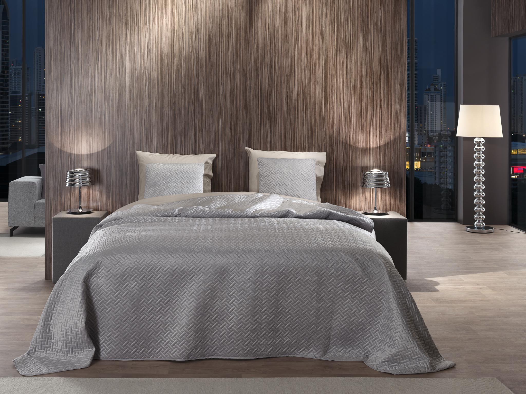 Yellow bedsprei Audrey Ash Grey polyester