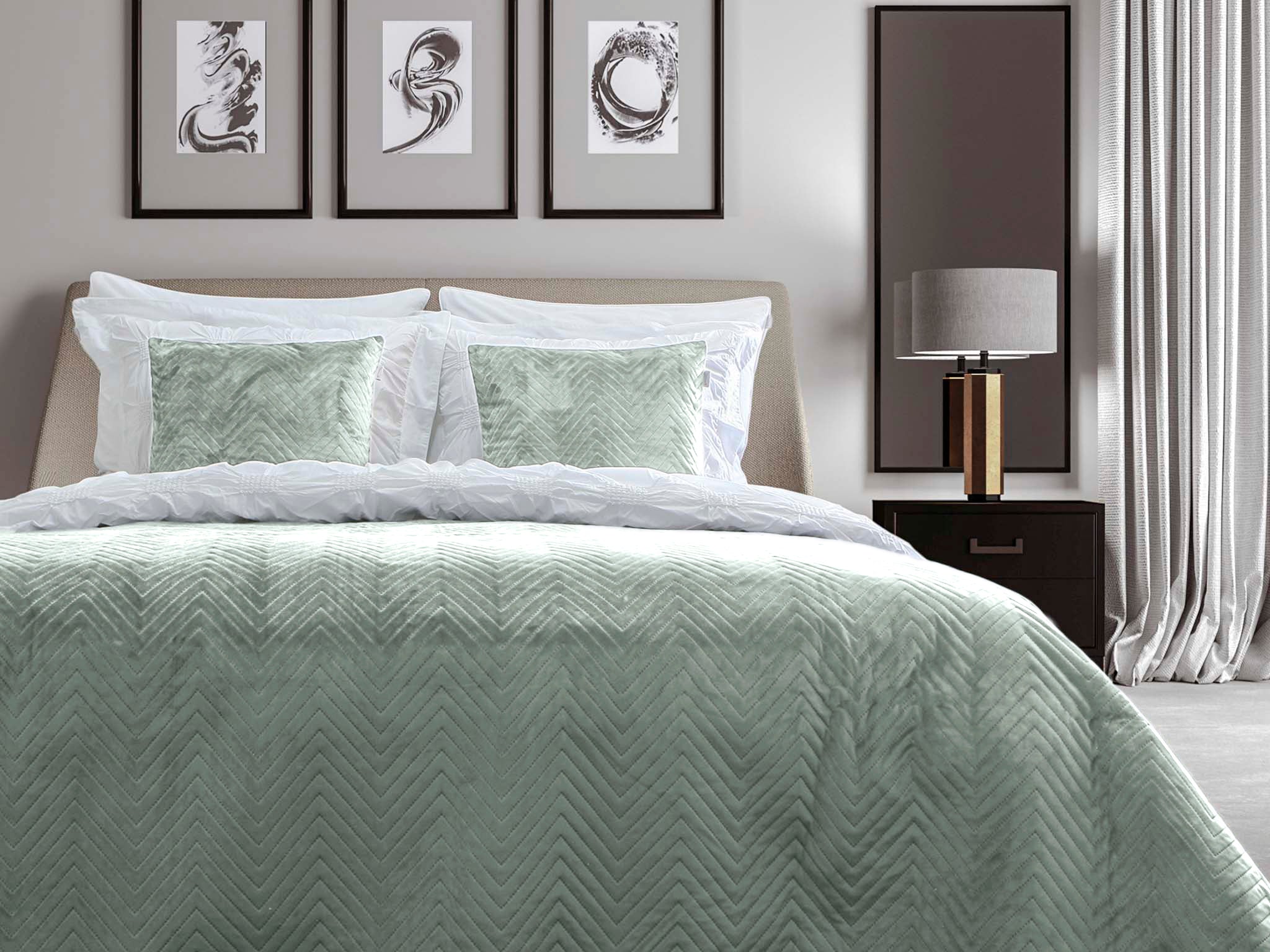 Yellow bedsprei Madeline Laurel Green polyester