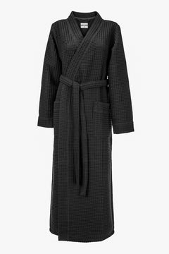 Heckettlane Badjas Wafel Midnight Black Katoen