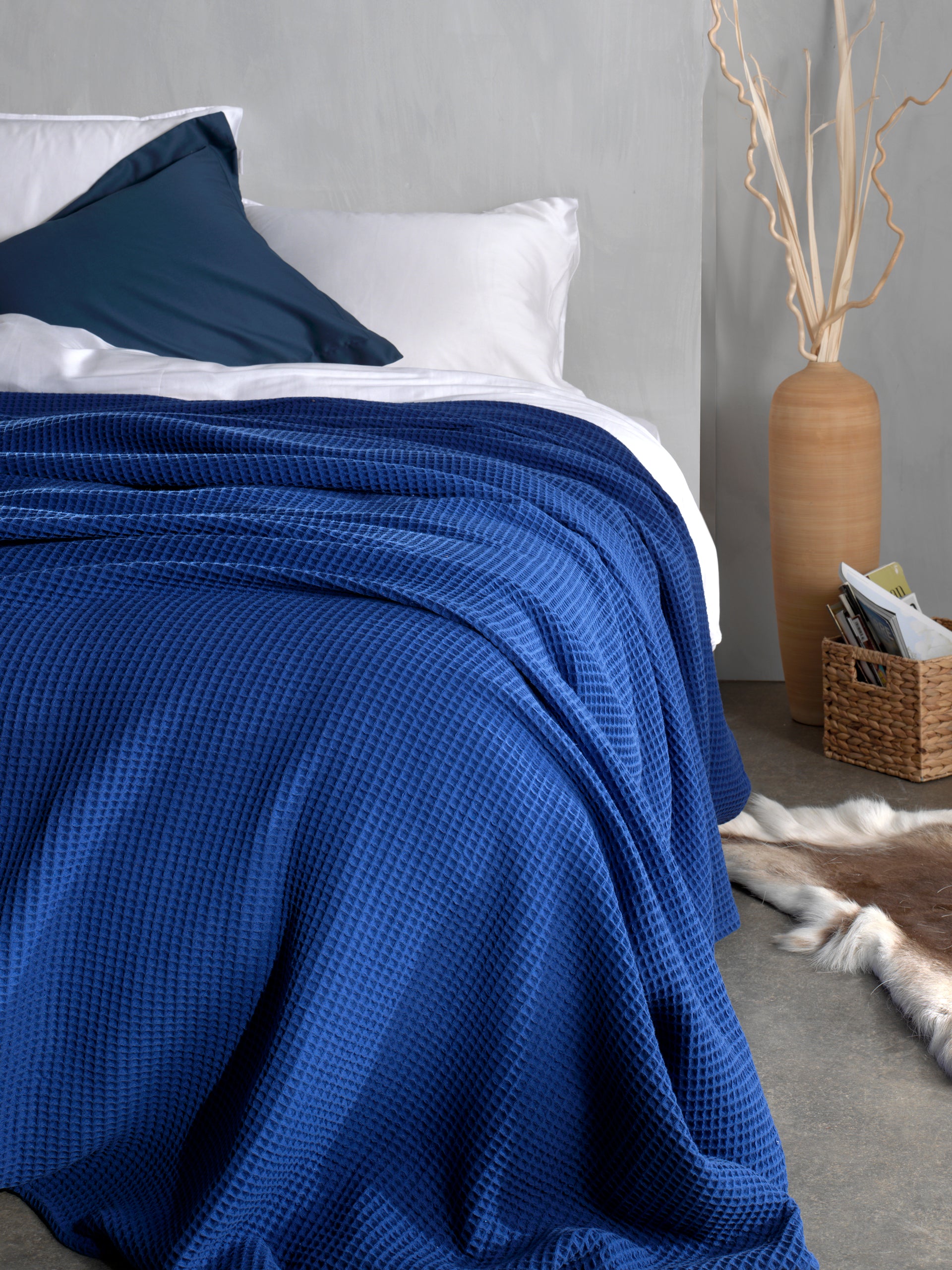 Heckettlane bedsprei Wafel Ink Blue katoen