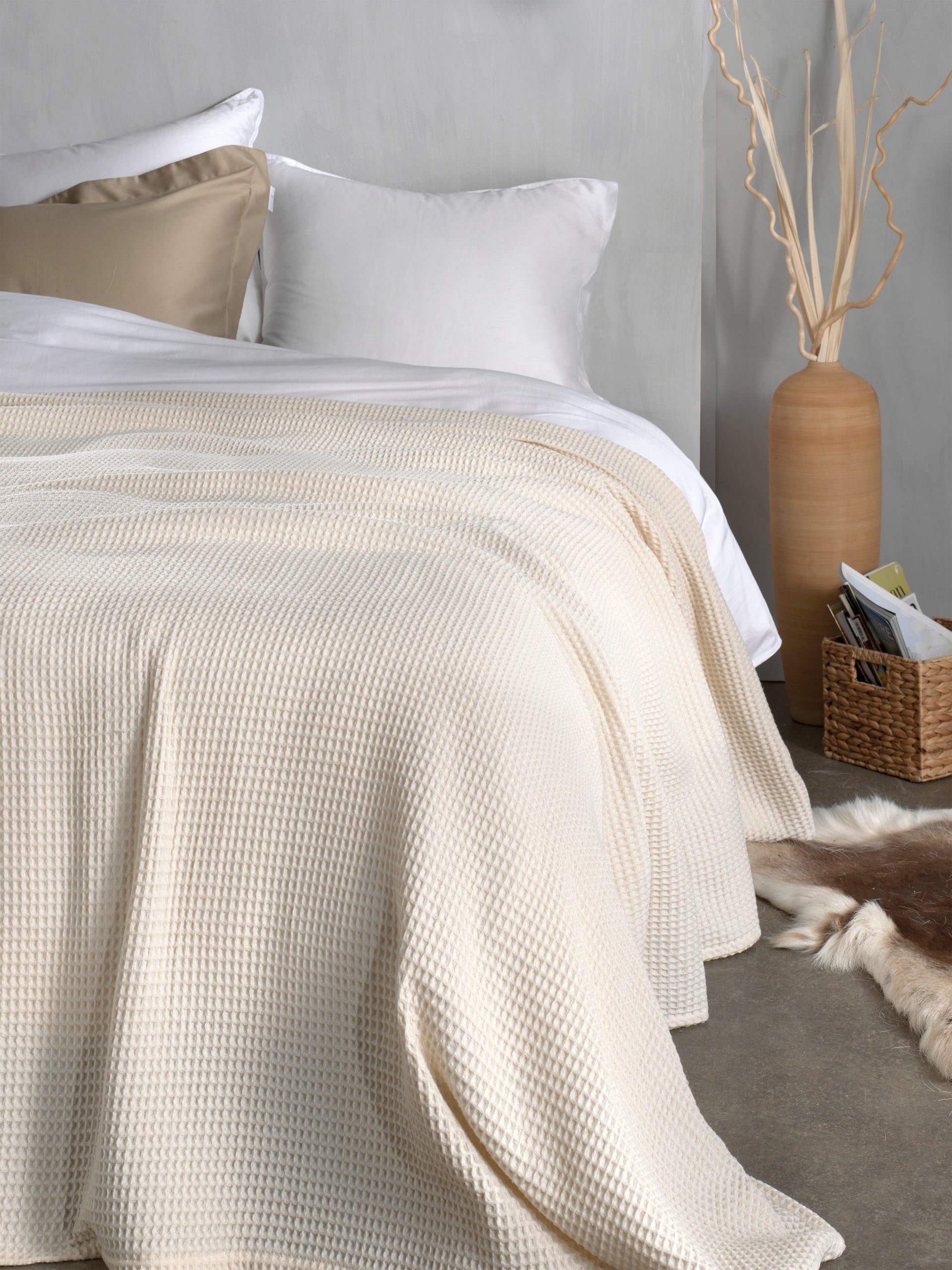 Heckettlane bedsprei Wafel Ivory White katoen