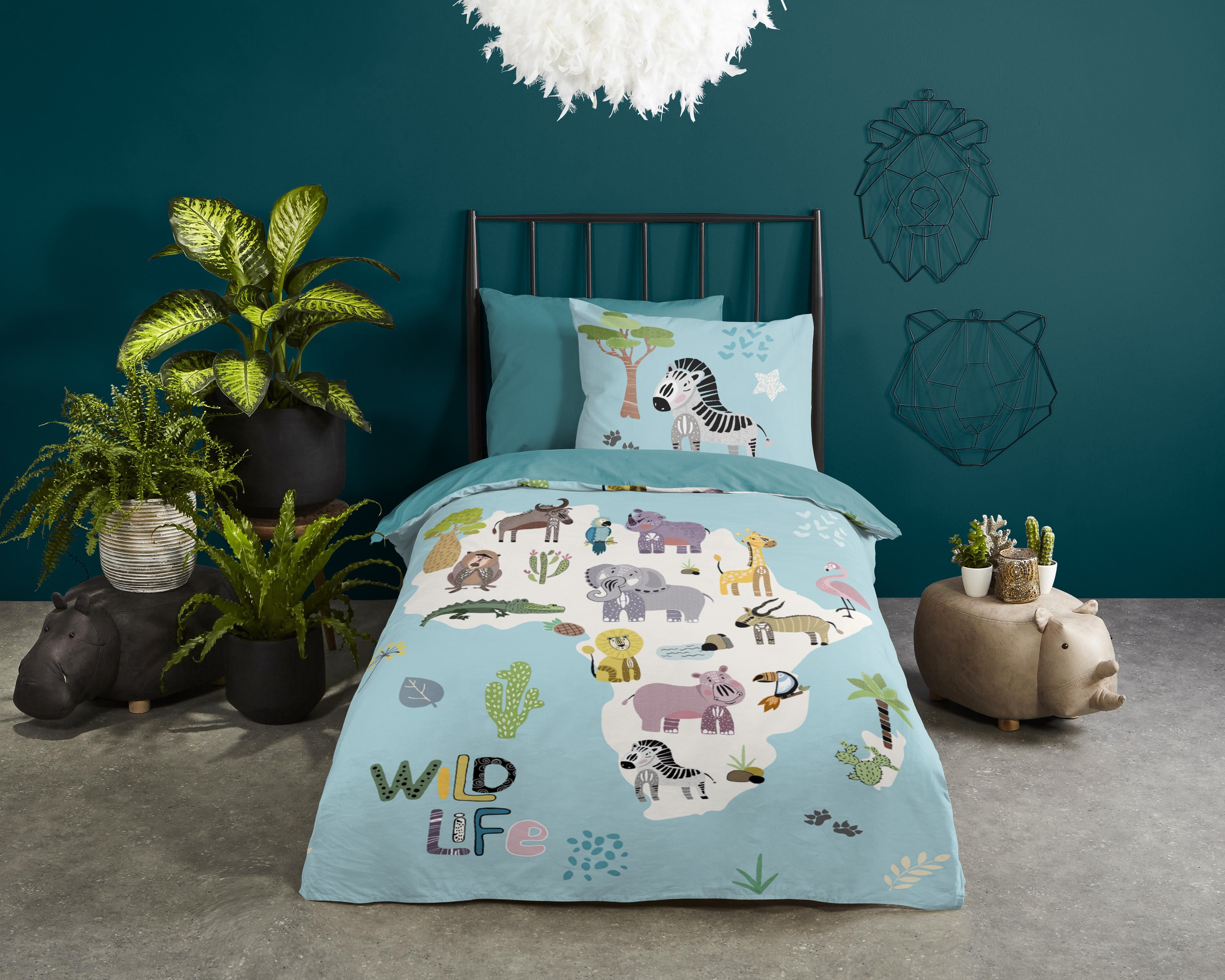 Good Morning Bettbezug Baumwolle Wildlife Aqua