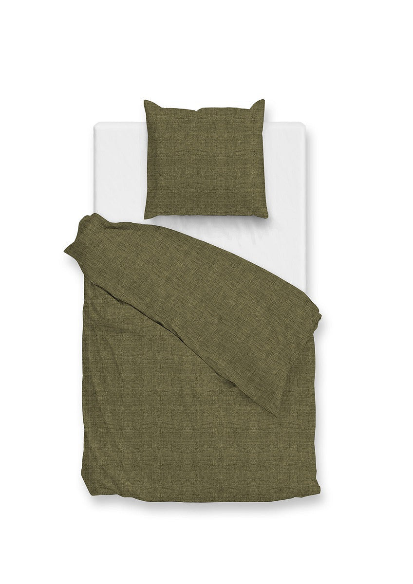 Zo Home Dekbedovertrek Flanel Flanella di Lino Olive Green