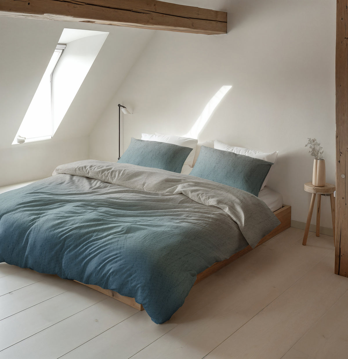 Sleeptime Dekbedovertrek Flanel Gradia Beige/Blauw