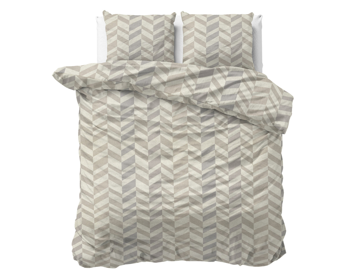 Sleeptime Dekbedovertrek Flanel Chevron Beige/Zand