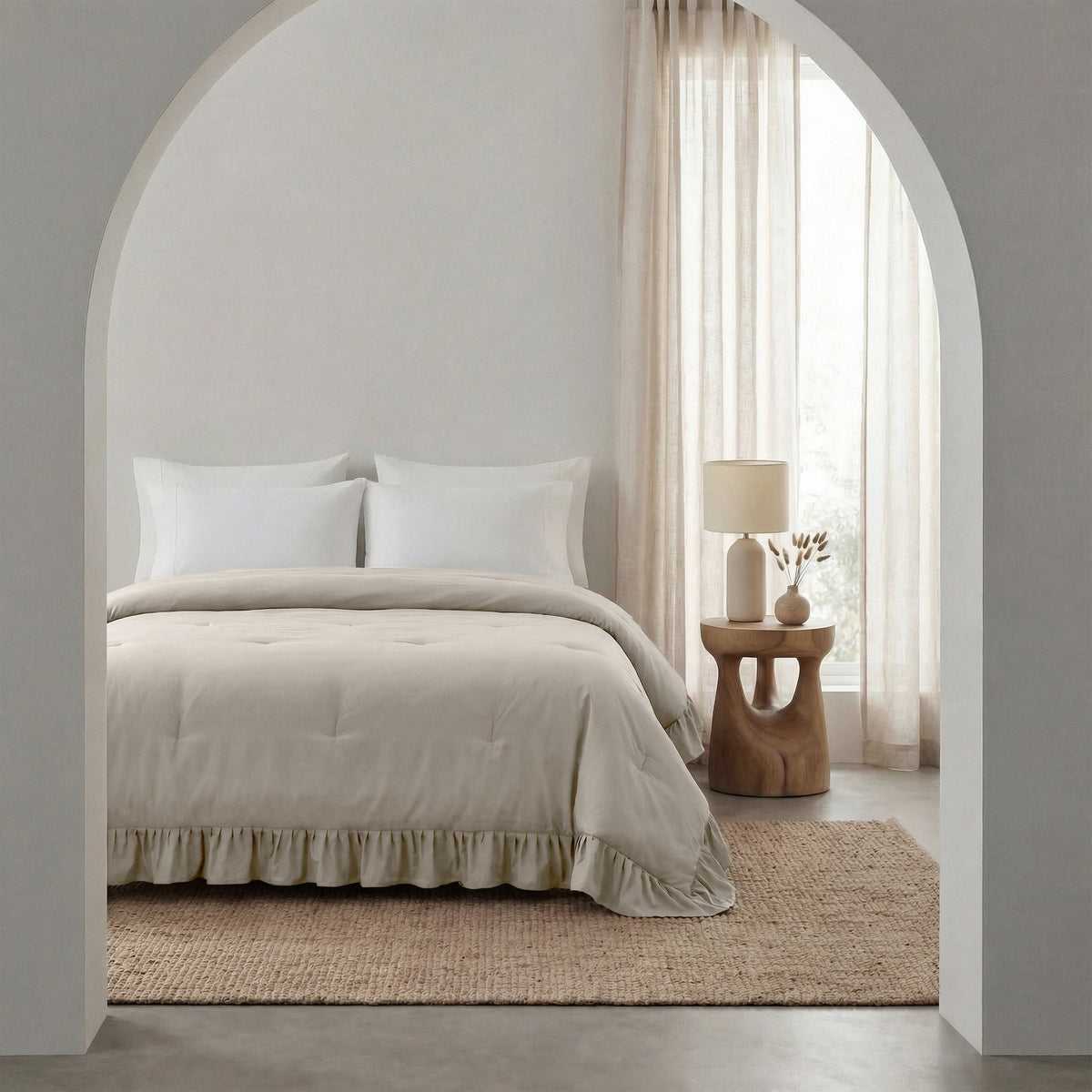 Sleeptime lazy dekbed Ruffles Taupe/Grijs