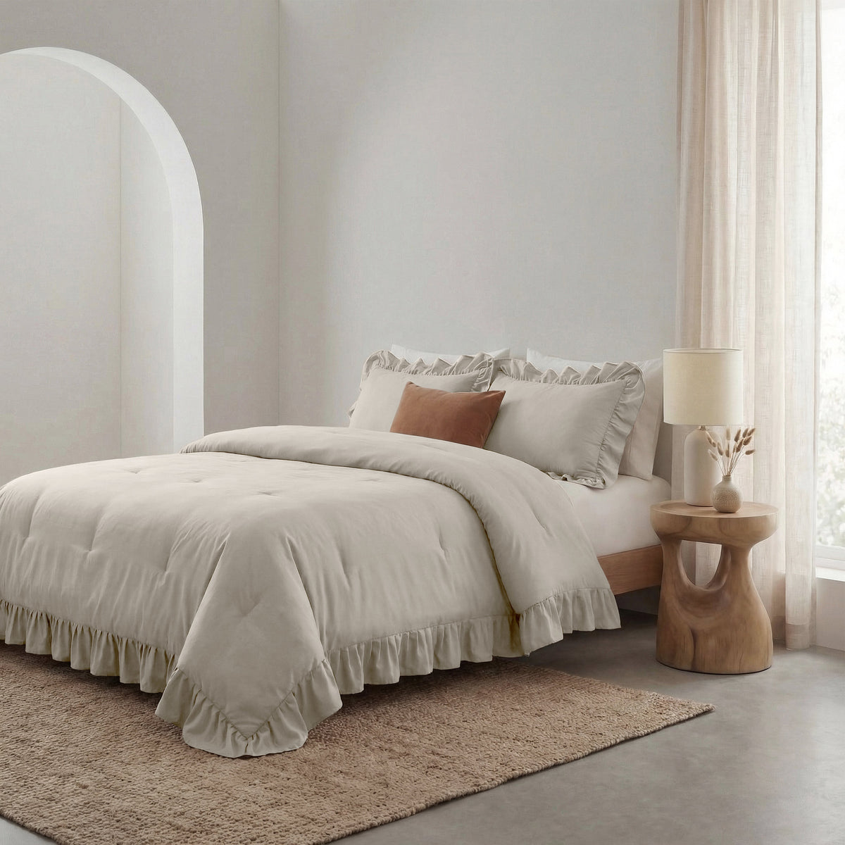Sleeptime lazy dekbed Ruffles Taupe/Grijs
