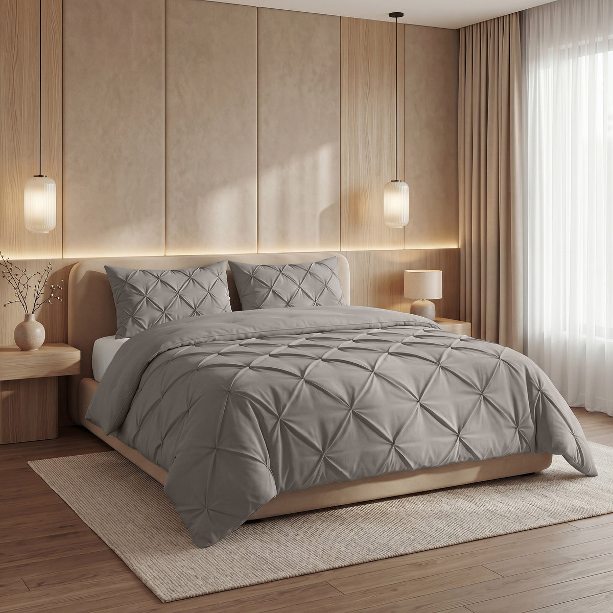 Sleeptime lazy dekbed Pintuck Taupe/Grijs