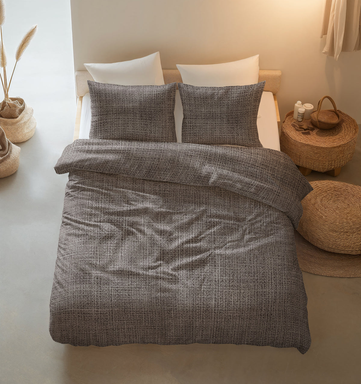 Sleeptime Dekbedovertrek Katoen Vintage Bruin/Taupe
