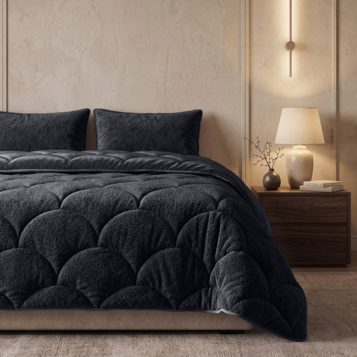 Sleeptime lazy dekbed Teddy/Velvet Zwart