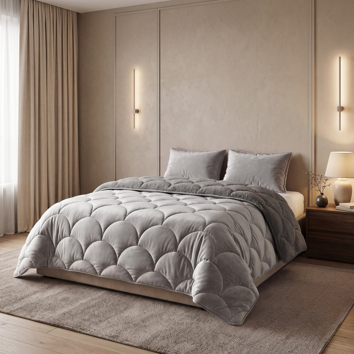 Sleeptime lazy dekbed Teddy/Velvet Taupe/Grijs