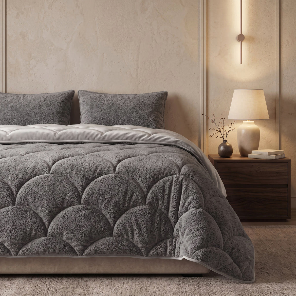 Sleeptime lazy dekbed Teddy/Velvet Taupe/Grijs