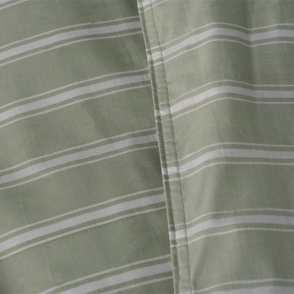 Zo Home Dekbedovertrek Percale Righe di Percalle Smokey Green