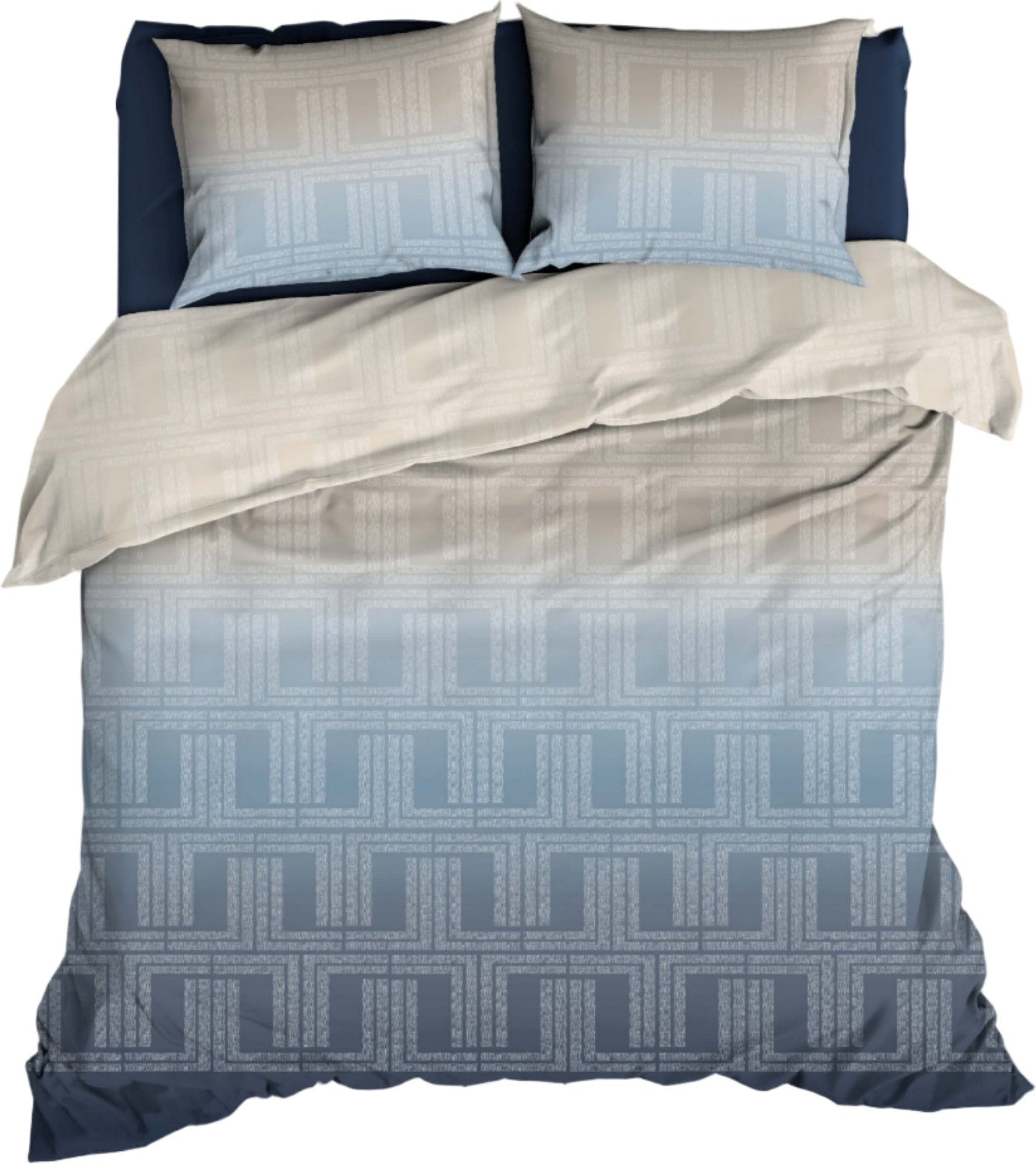 Satin d'Or Dekbedovertrek Satijn Albenga Blauw / Beige