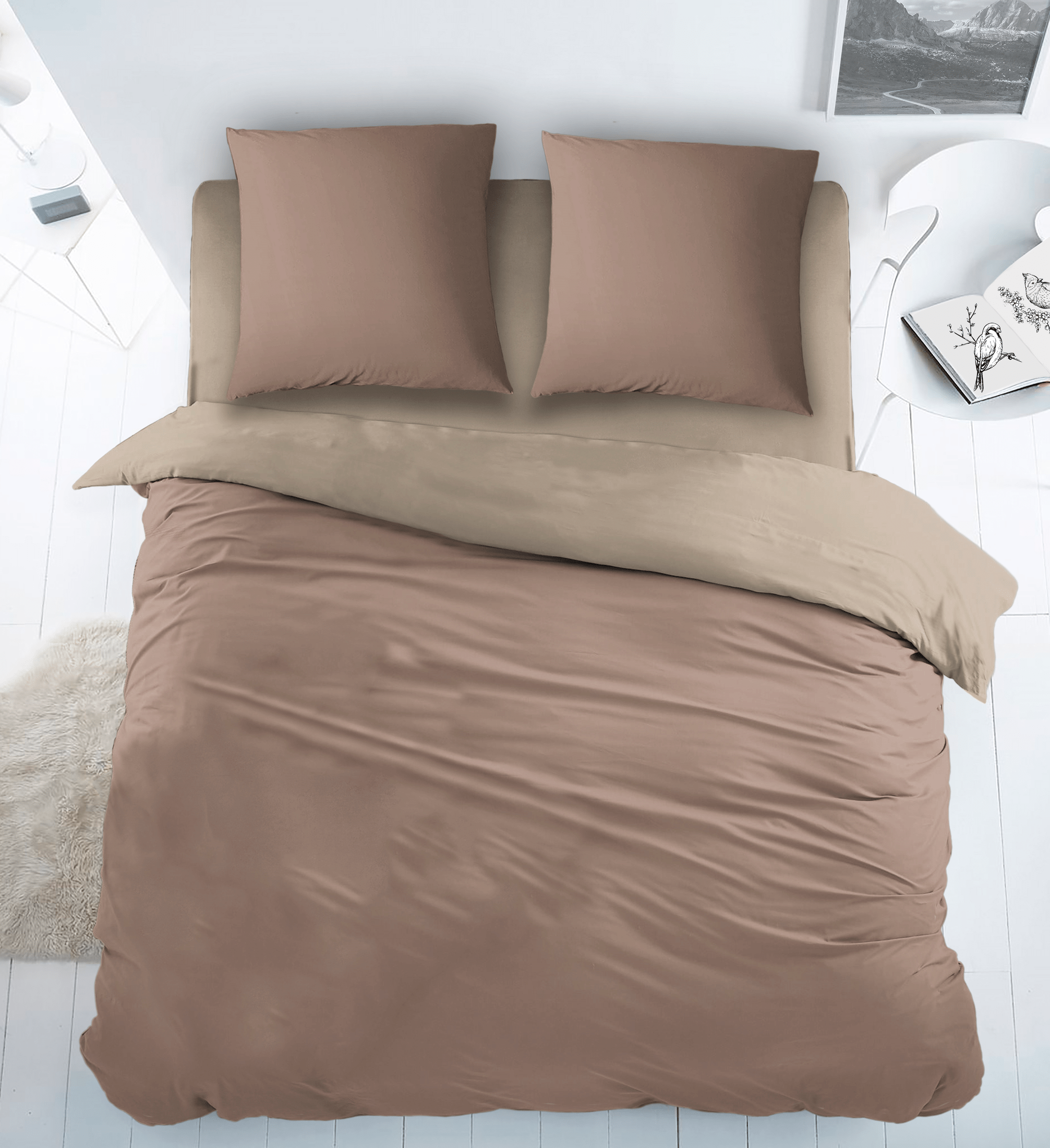 Sleepnight Dekbedovertrek Katoen Bi-Color Beige