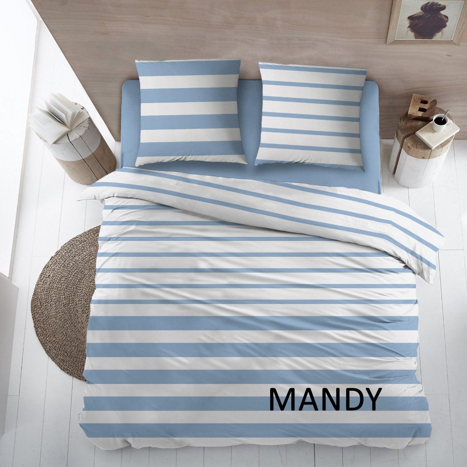 Bettbezug Baumwolle Mandy Blau