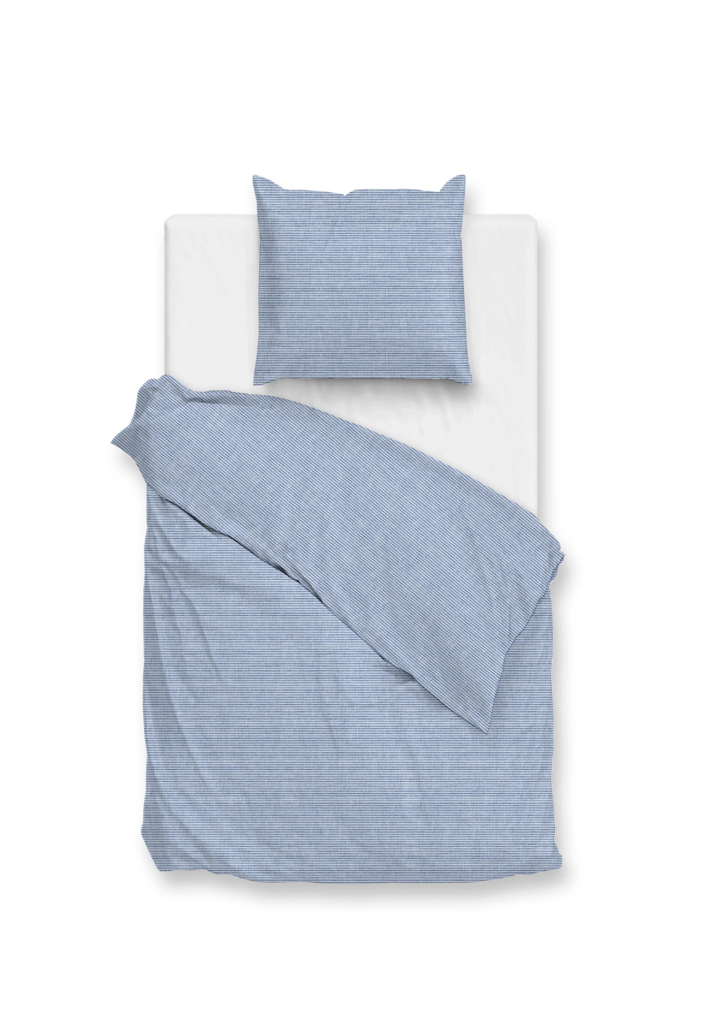Zo Home Dekbedovertrek Katoen Striscia di Lino - Denim