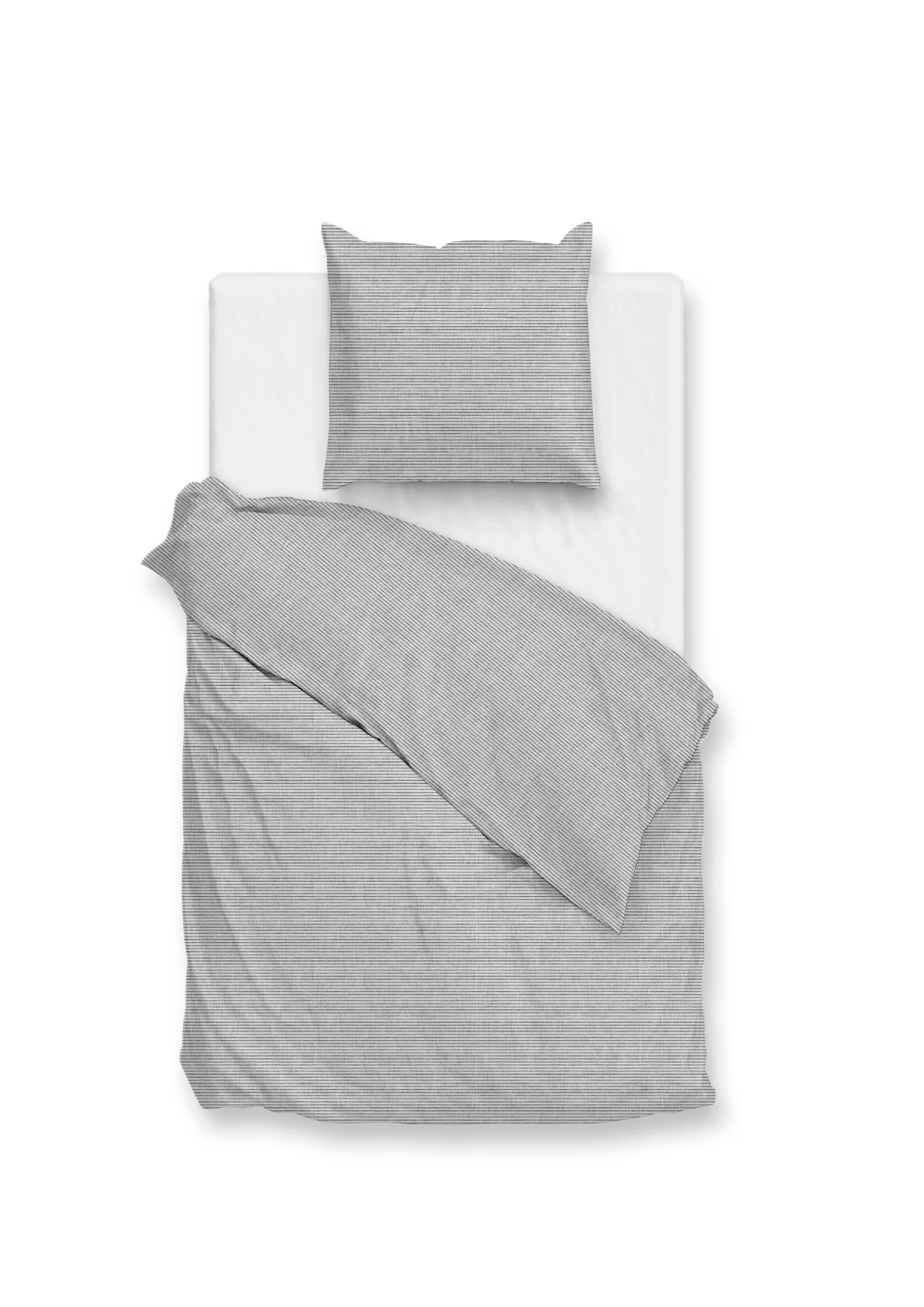 Zo Home Dekbedovertrek Katoen Striscia di Lino - Dove Grey