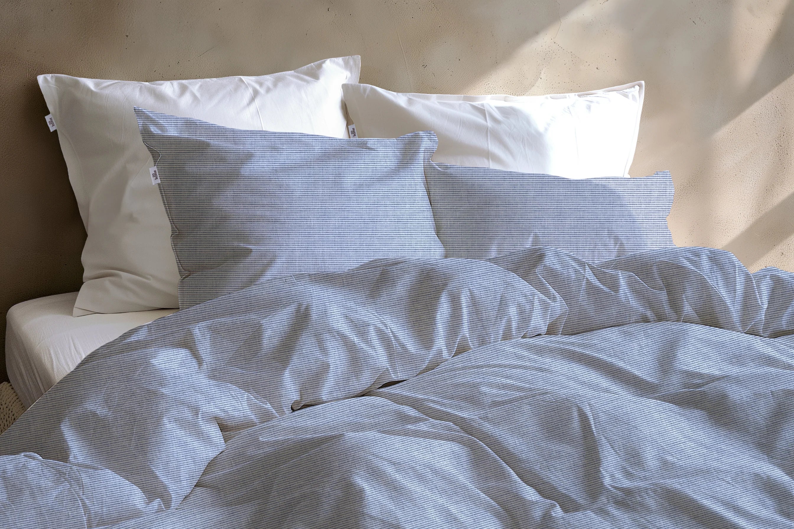 Zo Home Dekbedovertrek Katoen Striscia di Lino - Denim