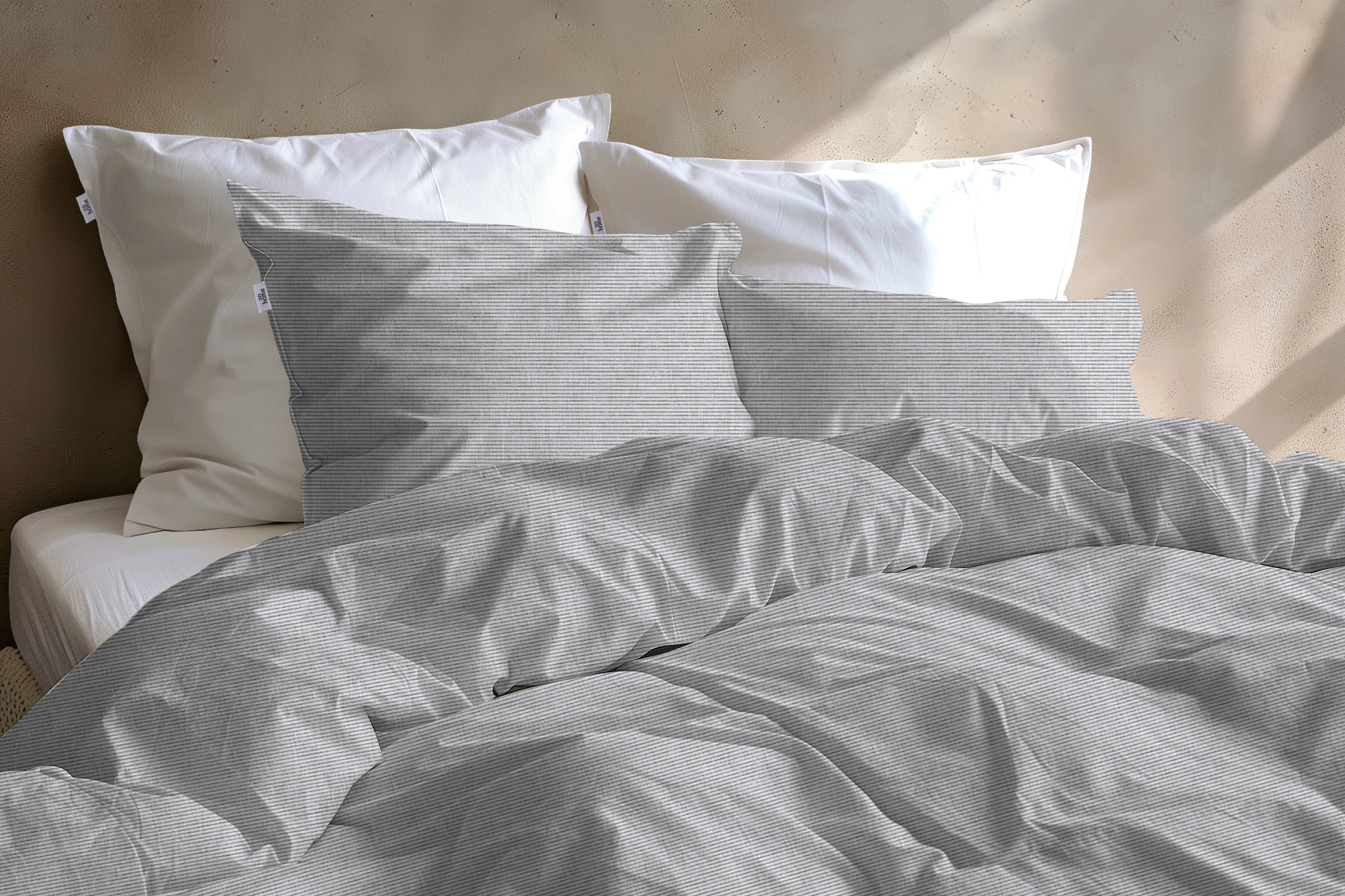 Zo Home Dekbedovertrek Katoen Striscia di Lino - Dove Grey