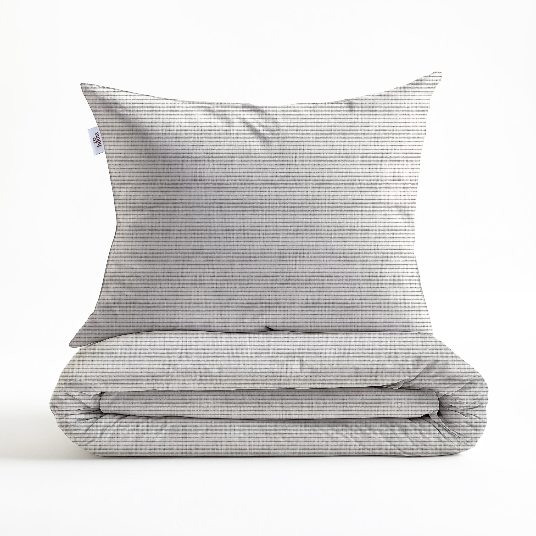 Zo Home Dekbedovertrek Katoen Striscia di Lino - Dove Grey