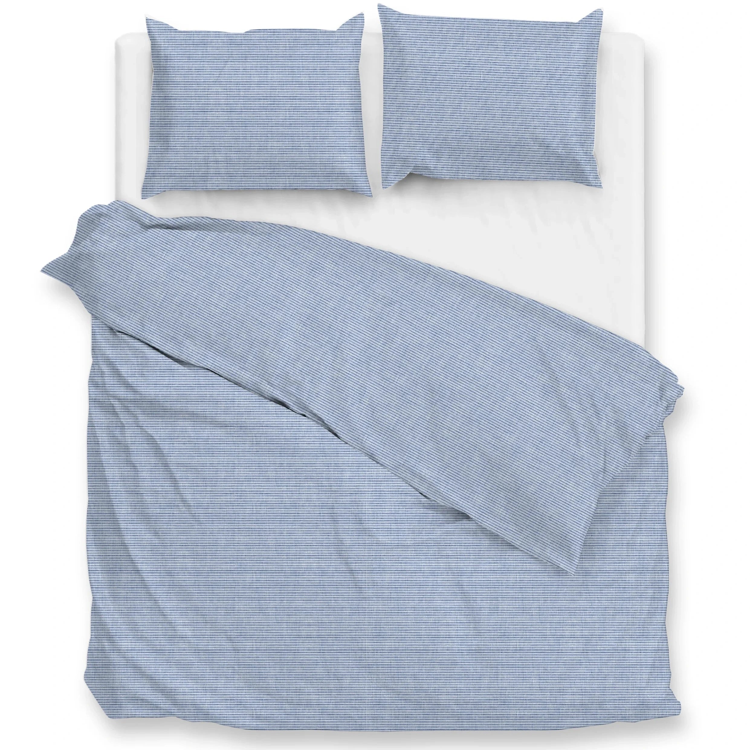 Zo Home Dekbedovertrek Katoen Striscia di Lino - Denim