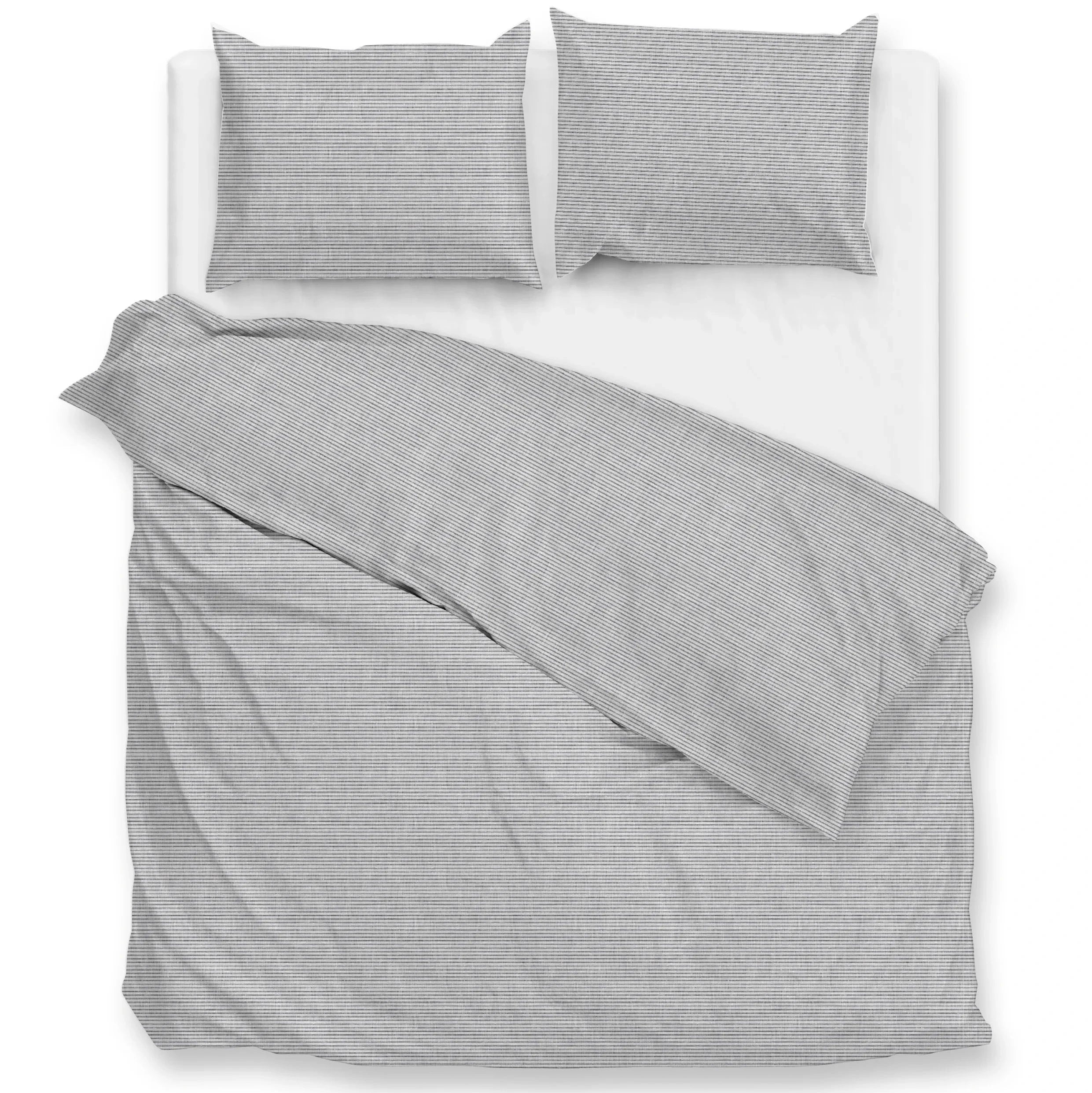 Zo Home Dekbedovertrek Katoen Striscia di Lino - Dove Grey