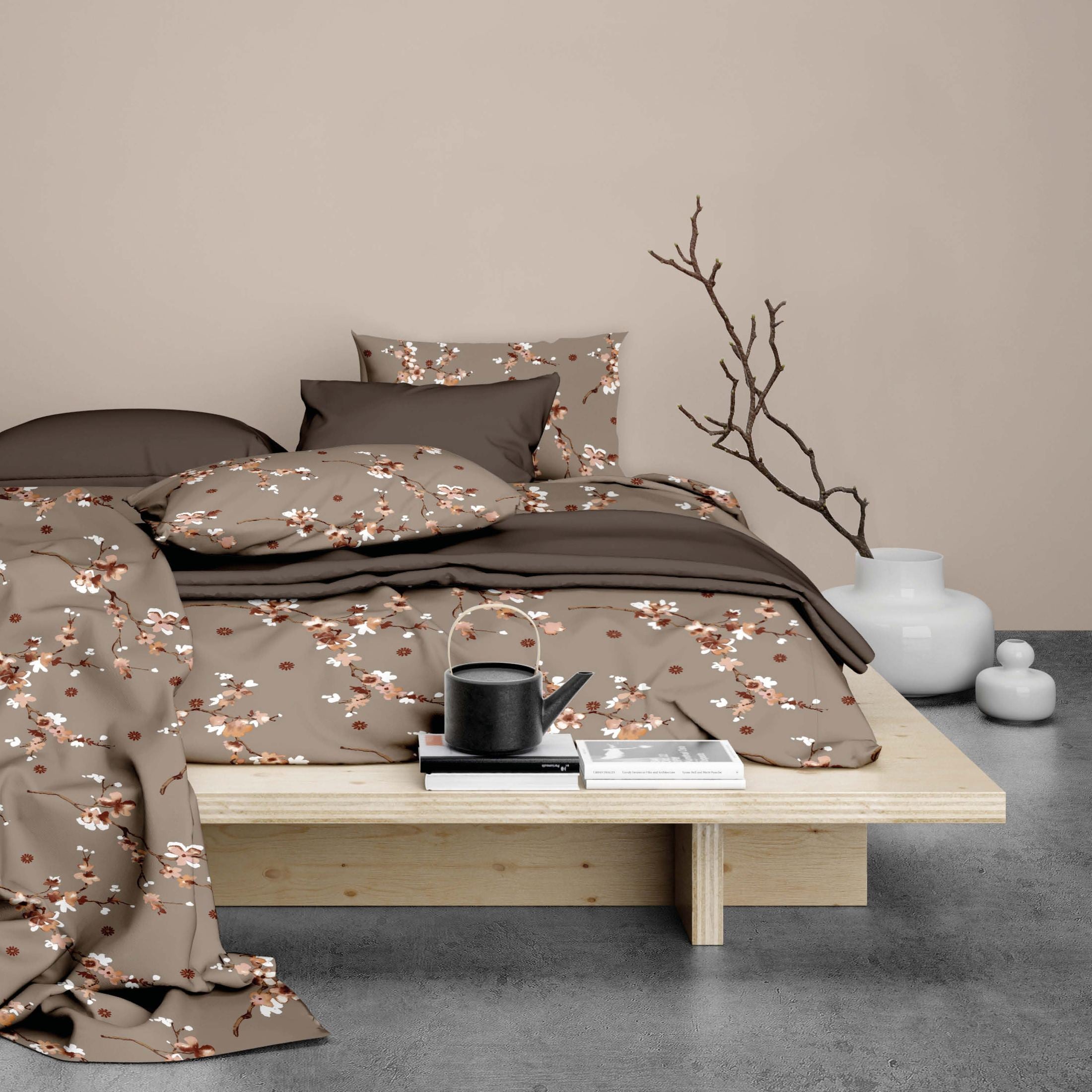 Romanette Dekbedovertrek Katoen Geisha Taupe