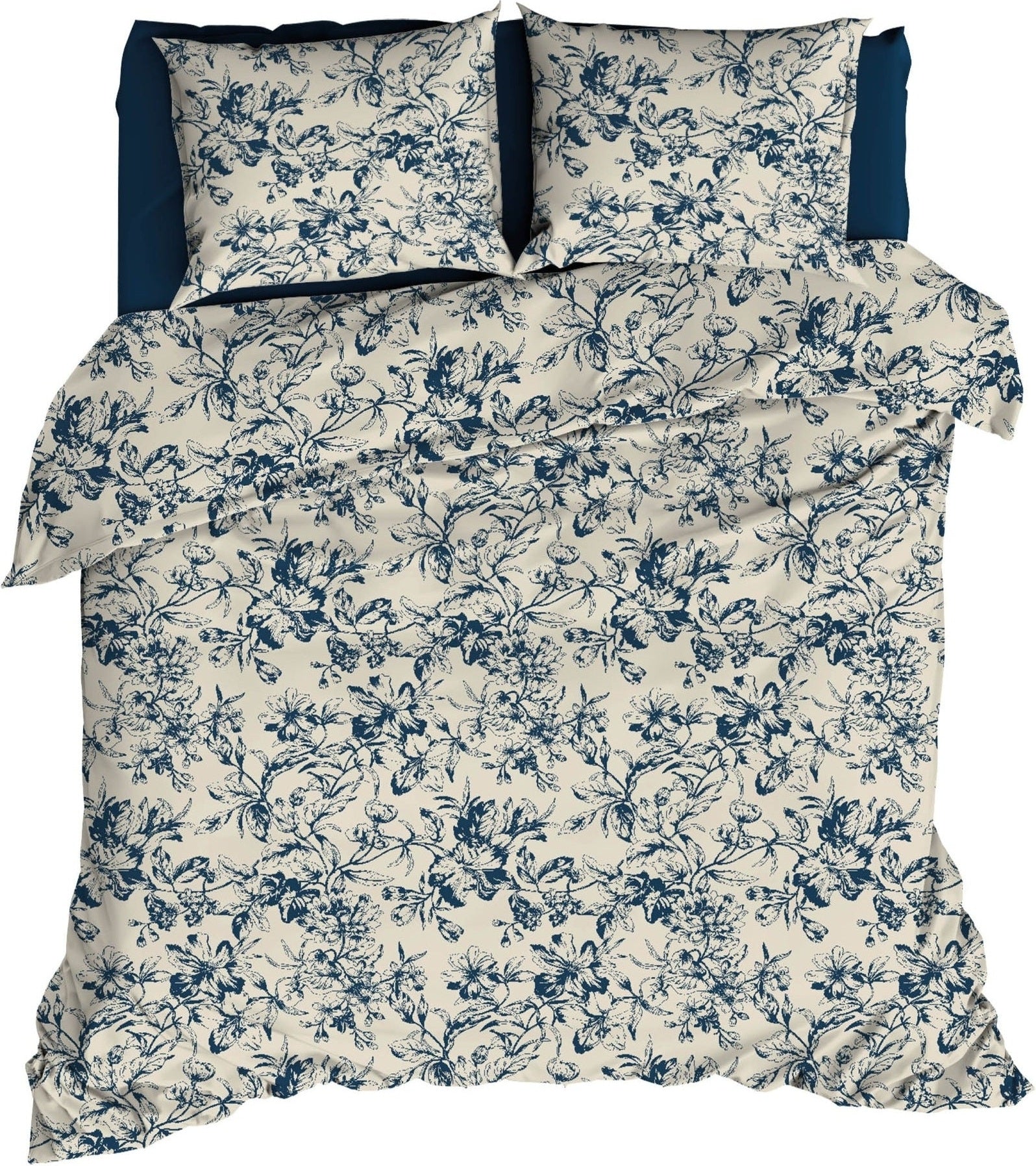 Satin d'Or Housse de Couette Satin Guirlande Bleu